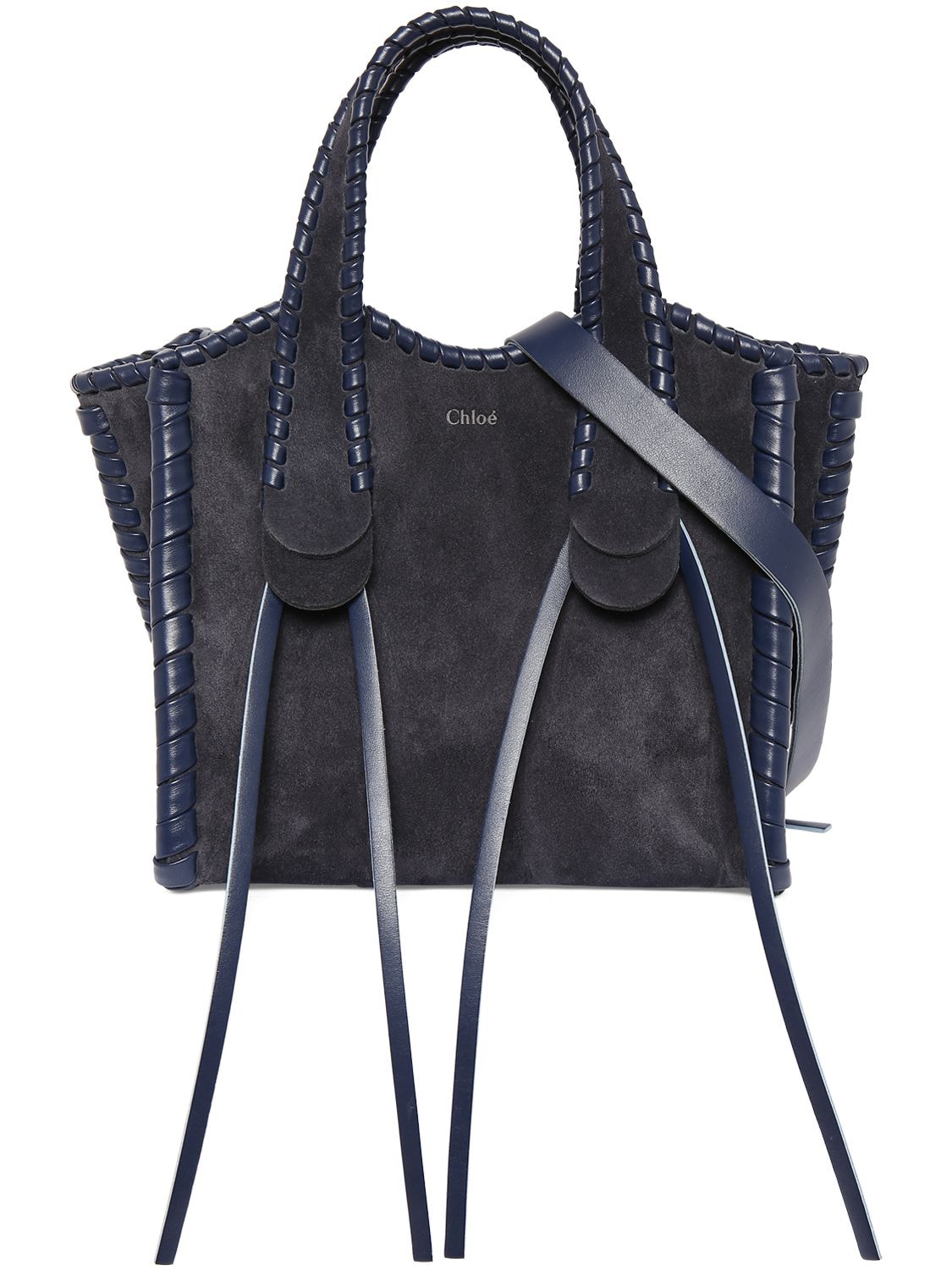 Shop Chloé Small Mony Suede Top Handle Bag In Midnight Blue