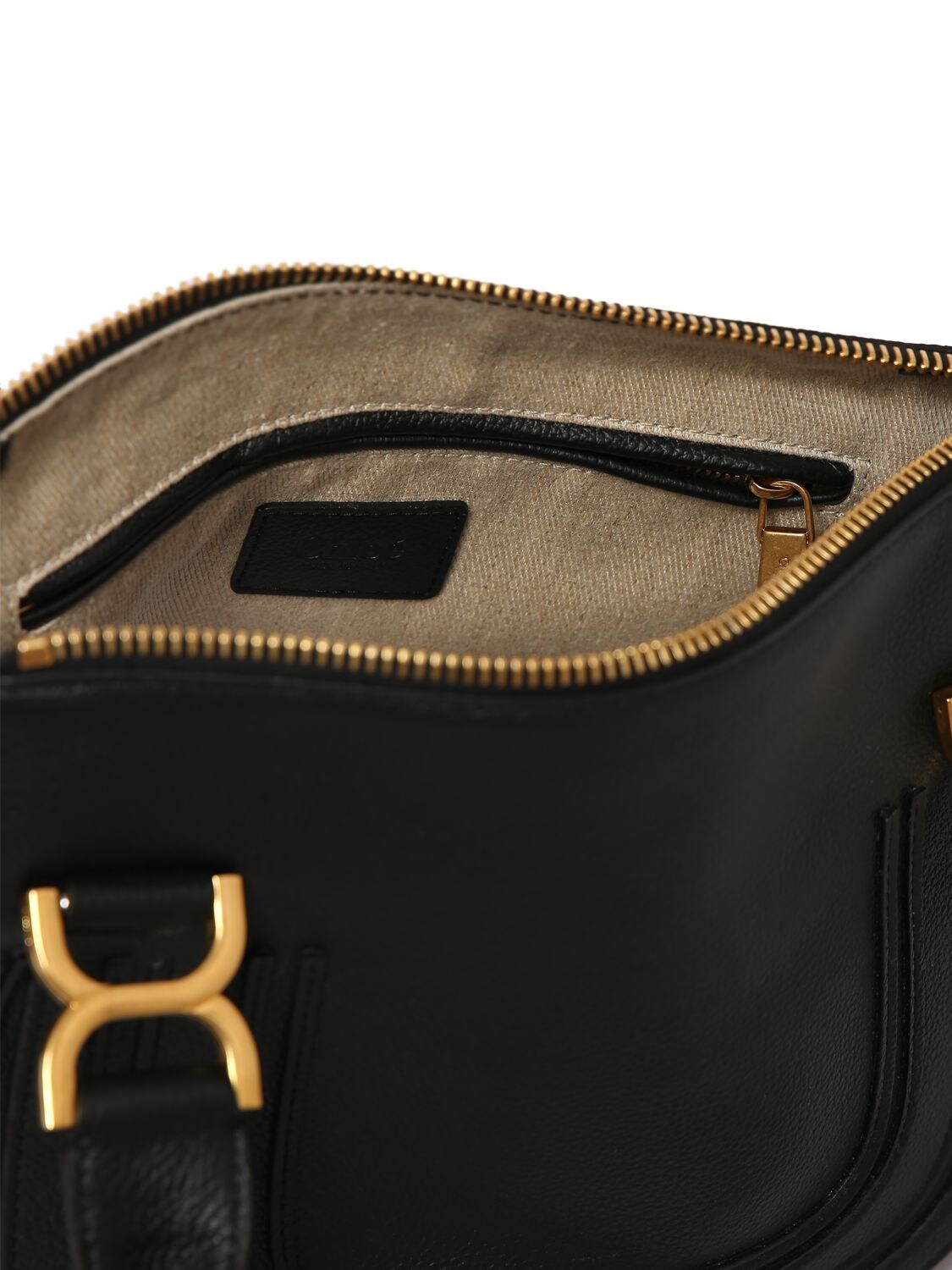 Shop Chloé Small Marcie Leather Shoulder Bag In Black