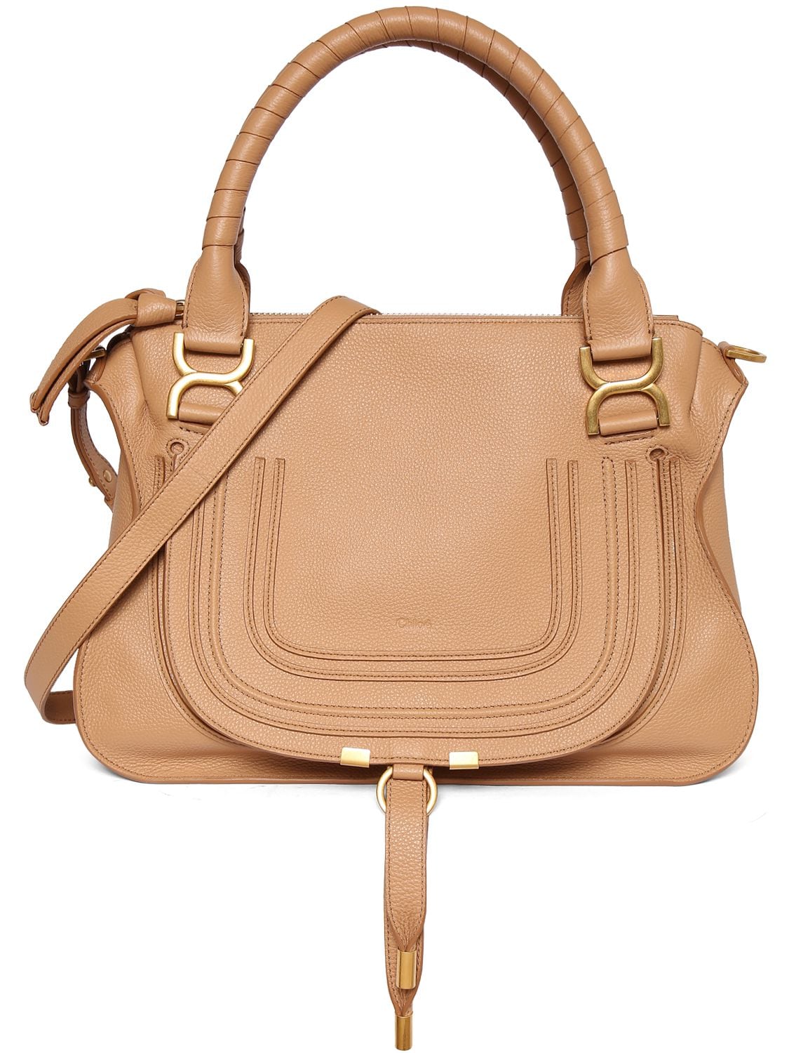 Chloé Small Marcie Leather Shoulder Bag In Light Tan