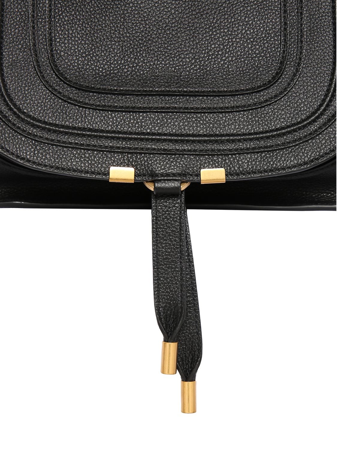 Shop Chloé Small Marcie Leather Shoulder Bag In Black