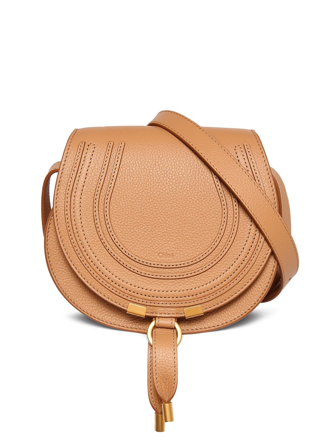 Chloé Mini Marcie Leather Shoulder Bag In Light Tan