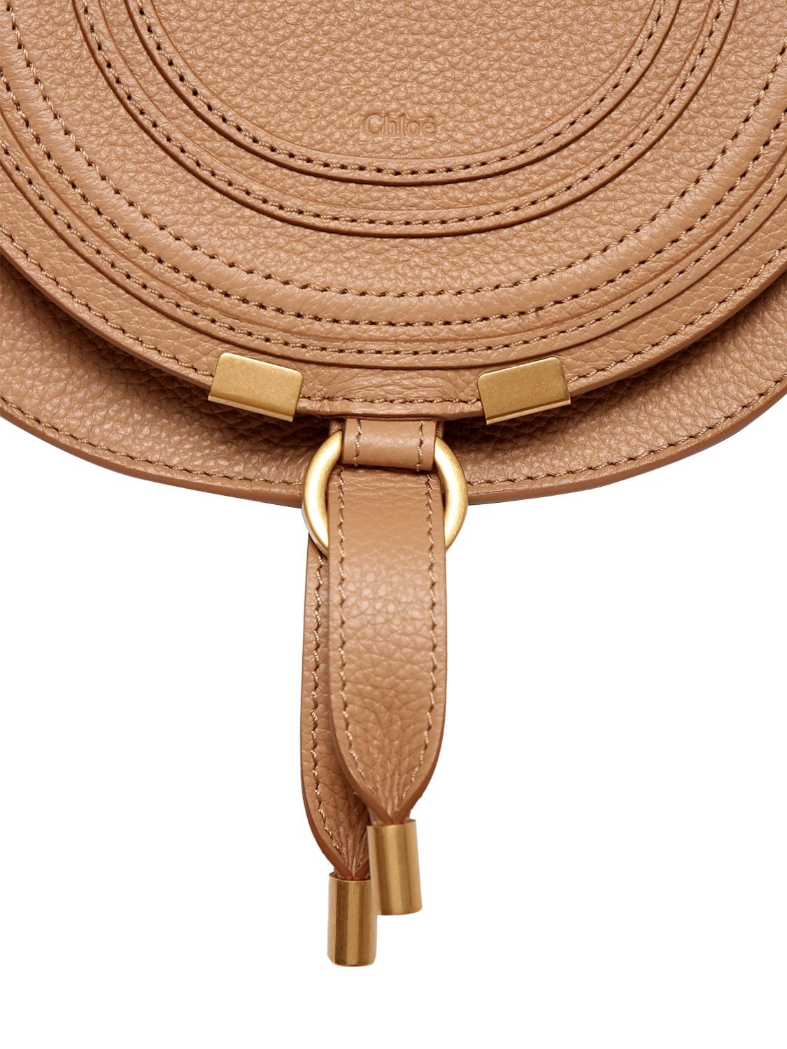 Shop Chloé Mini Marcie Leather Shoulder Bag In Light Tan
