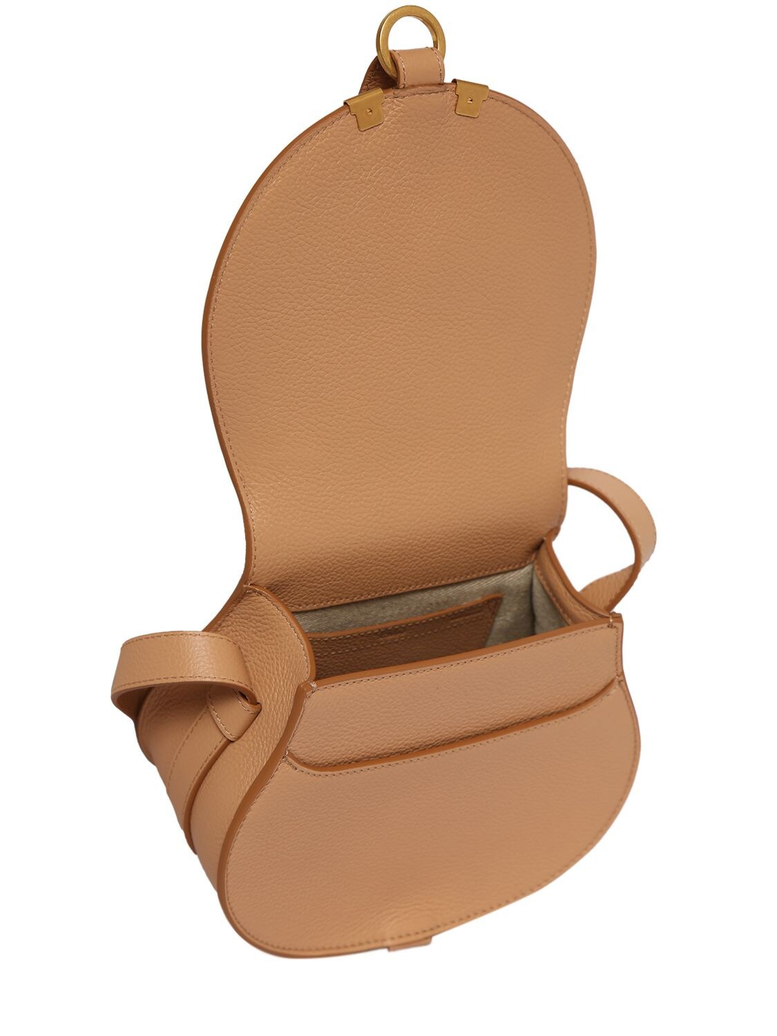 Shop Chloé Mini Marcie Leather Shoulder Bag In Light Tan