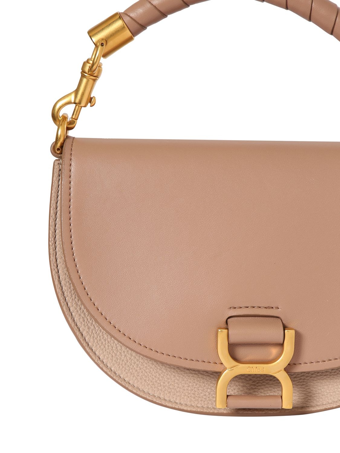 Shop Chloé Marcie Leather Top Handle Bag In Woodrose