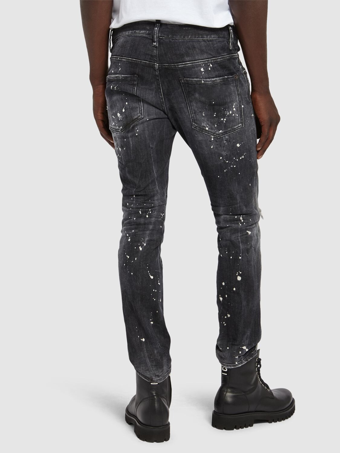 Shop Dsquared2 Skater Painted Denim Jeans In Black