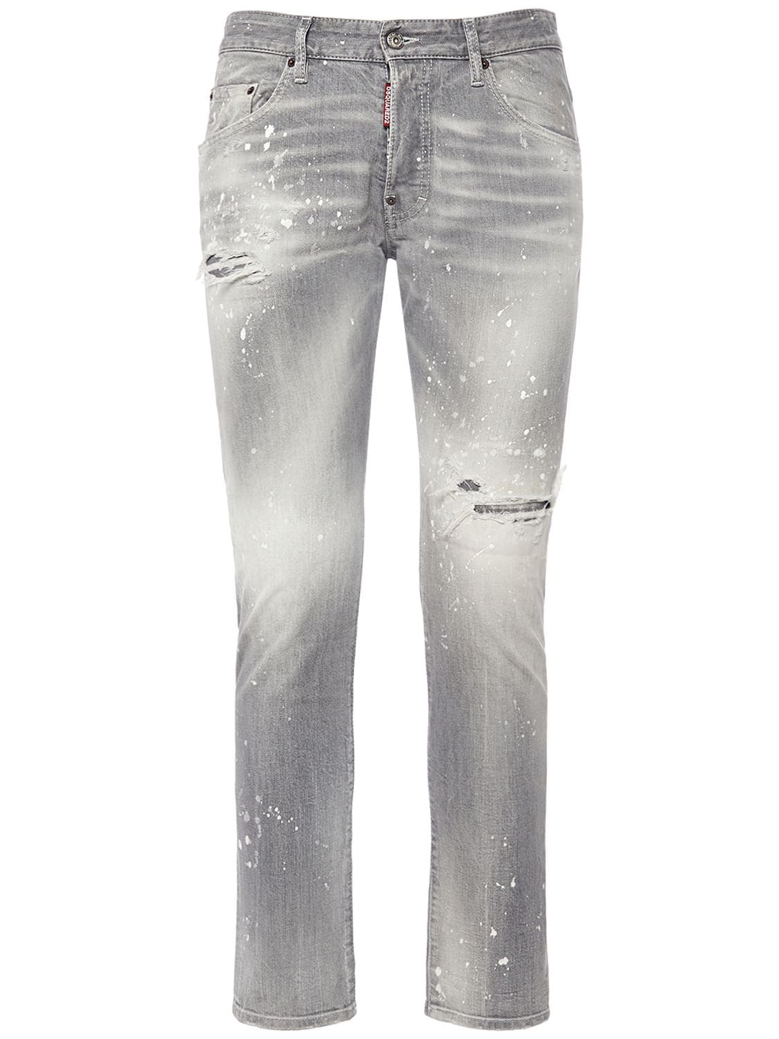 Dsquared2 Skater Stretch Cotton Denim Jeans In Grey