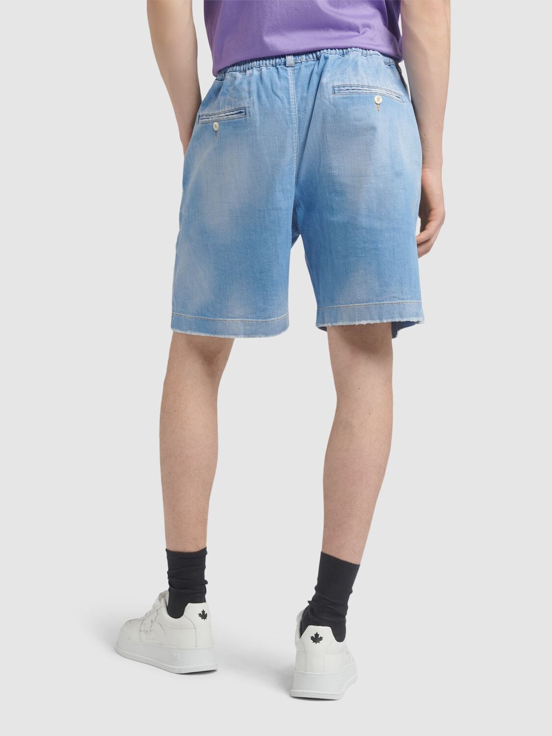 Shop Dsquared2 Boxer Fit Stretch Cotton Denim Shorts In Blue