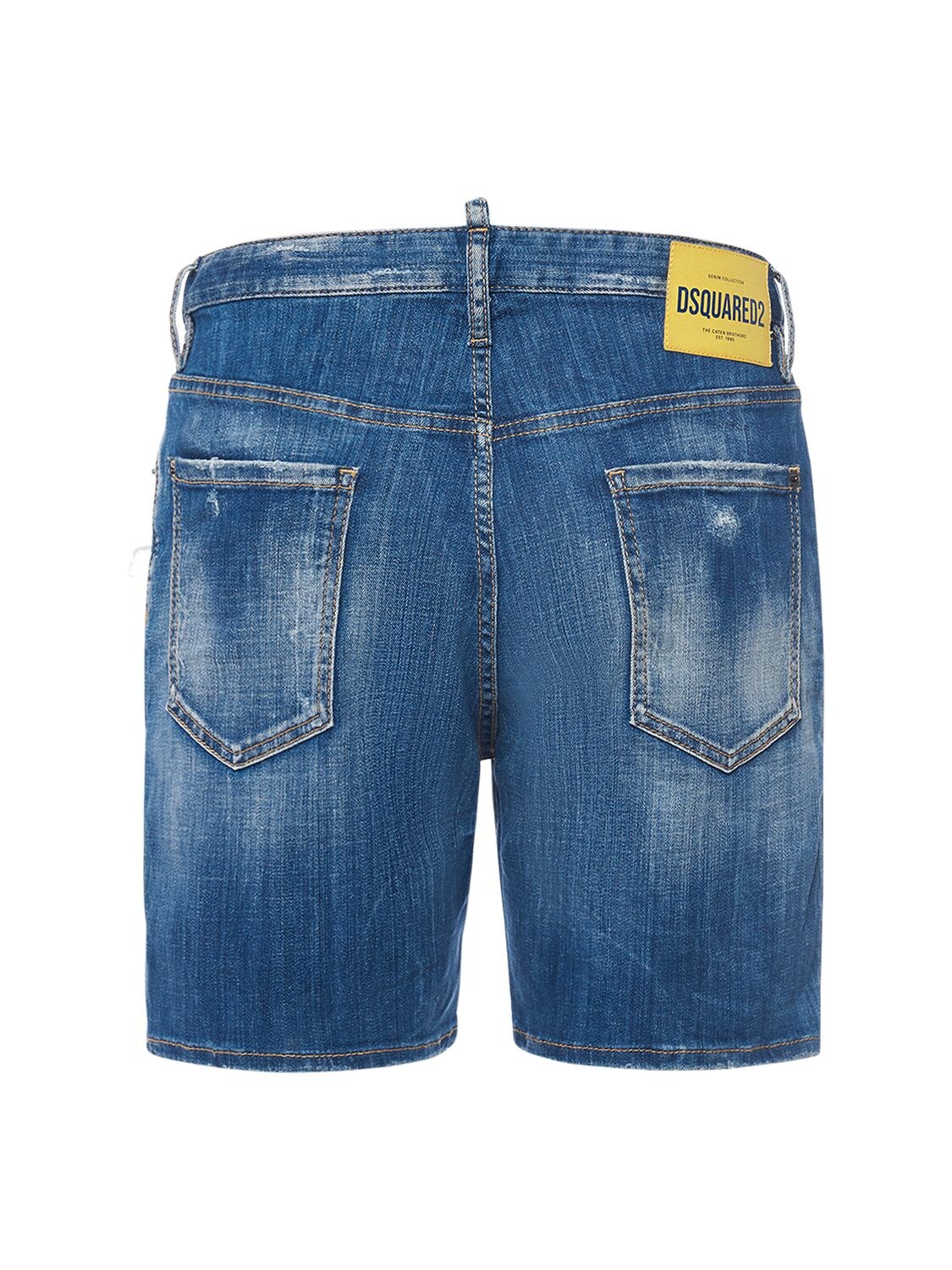 Shop Dsquared2 Marine Stretch Cotton Denim Shorts In Blue