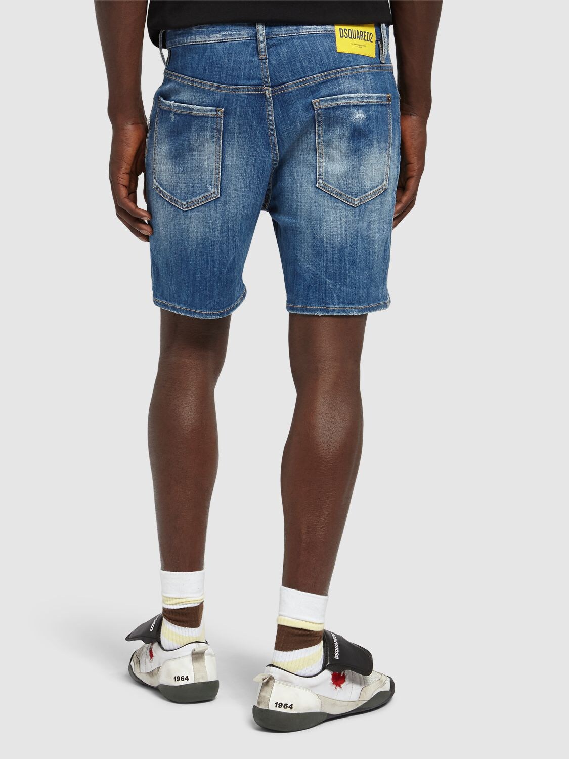 Shop Dsquared2 Marine Stretch Cotton Denim Shorts In Blue