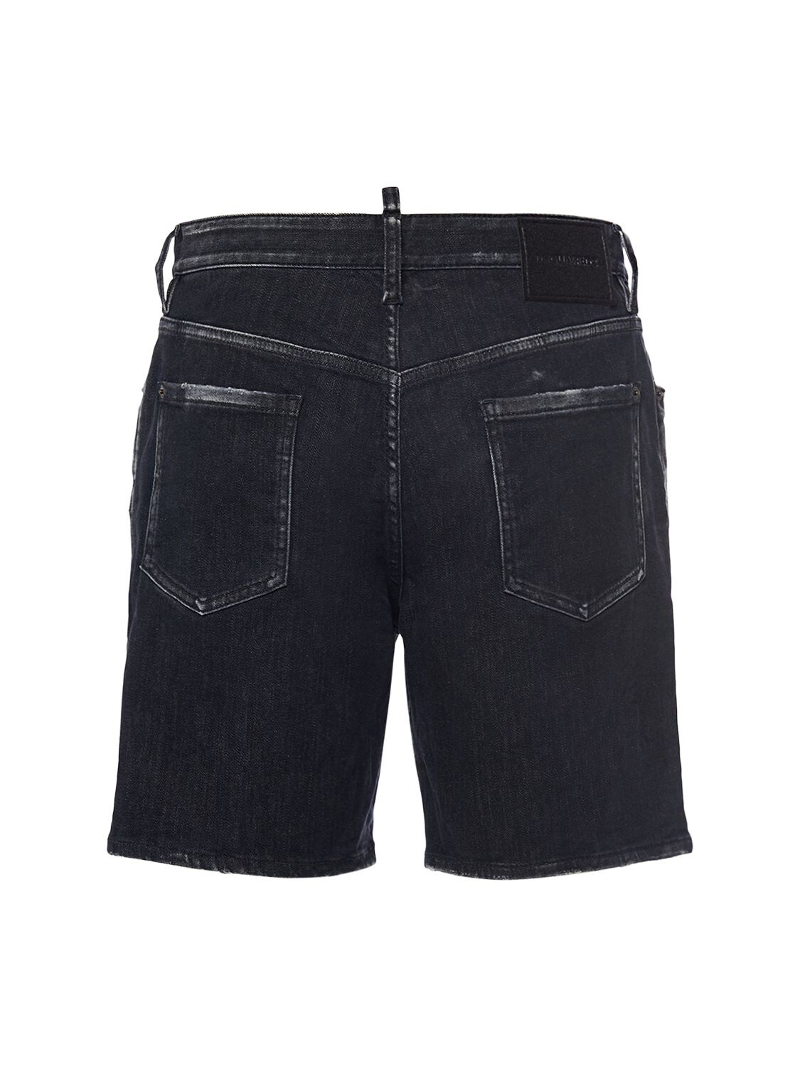 Shop Dsquared2 Marine Stretch Cotton Denim Shorts In Black