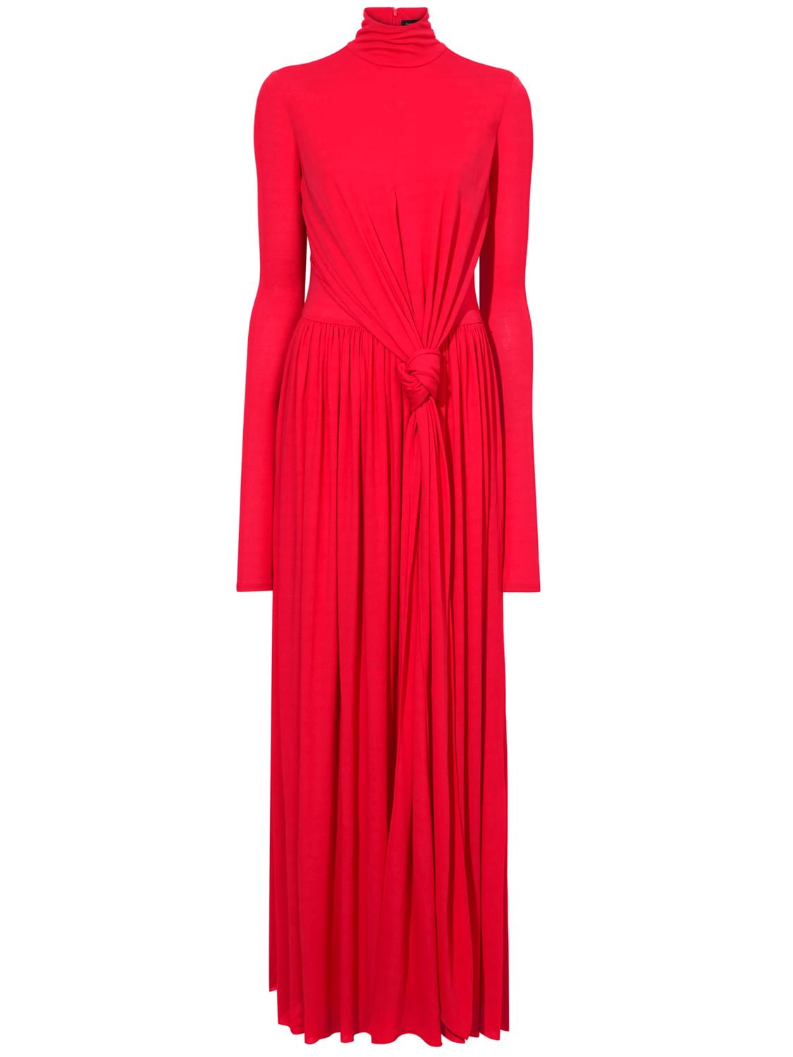 Shop Proenza Schouler Meret Draped Satin Turtleneck Long Dress In Red