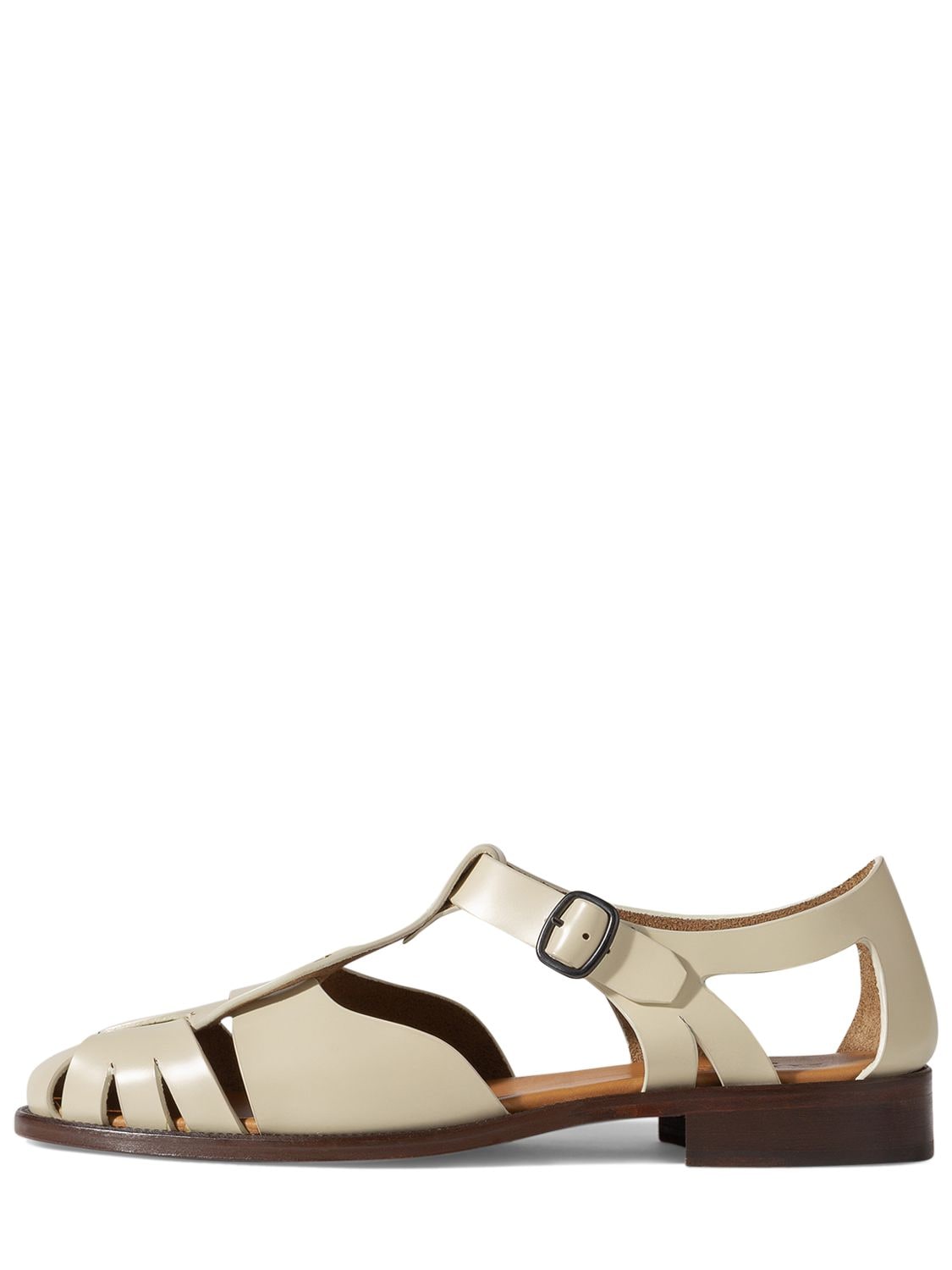 Shop Hereu 20mm Pesca Leather Sandals In Off White