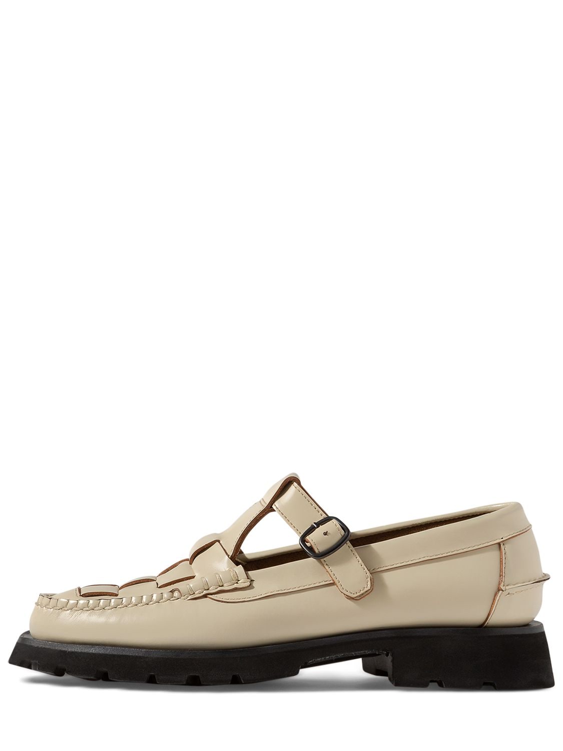 Shop Hereu 25mm Soller Sport Leather Loafers In Off White