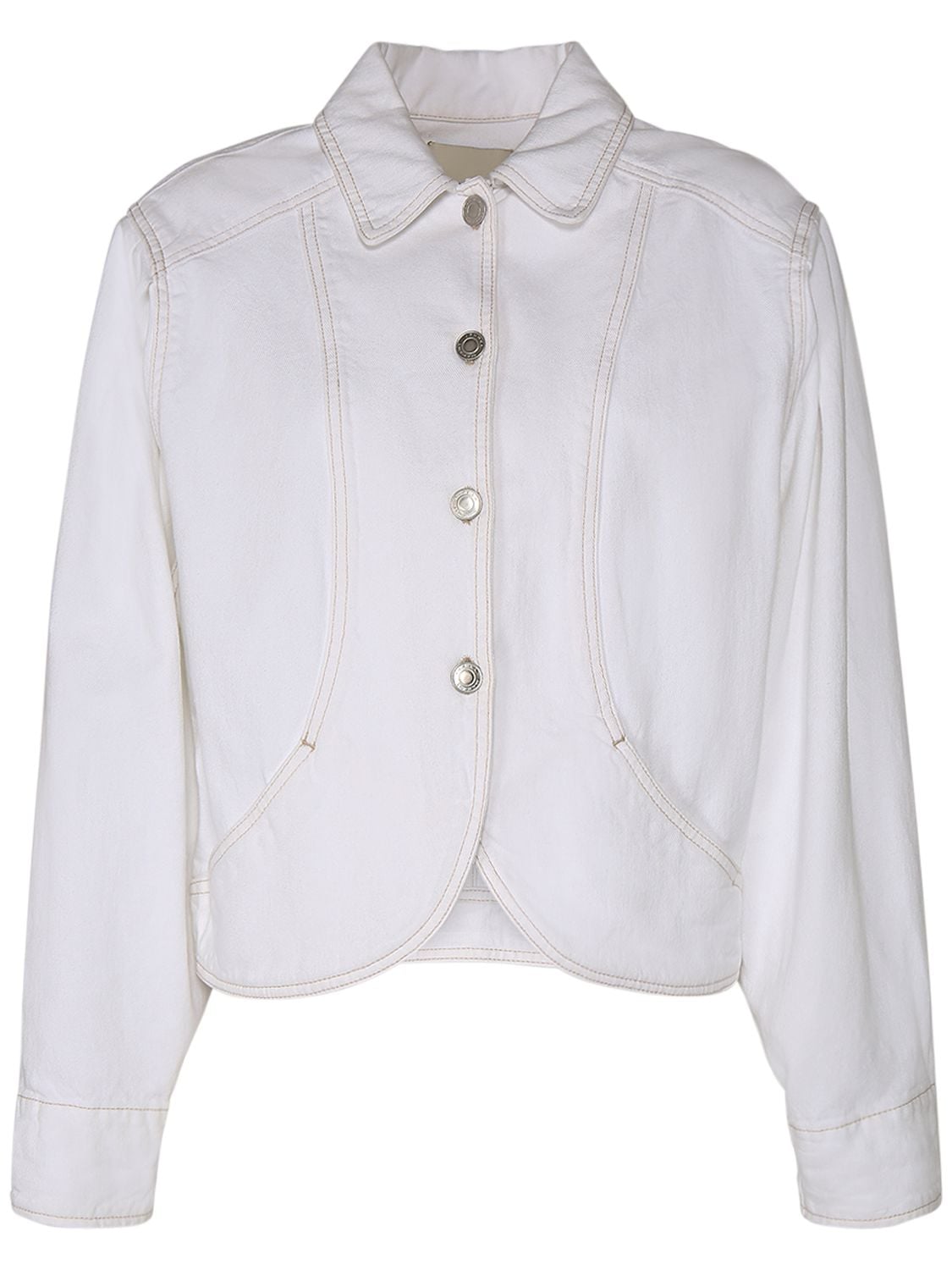 Shop Isabel Marant Valette Puff Sleeves Cotton Coat In White