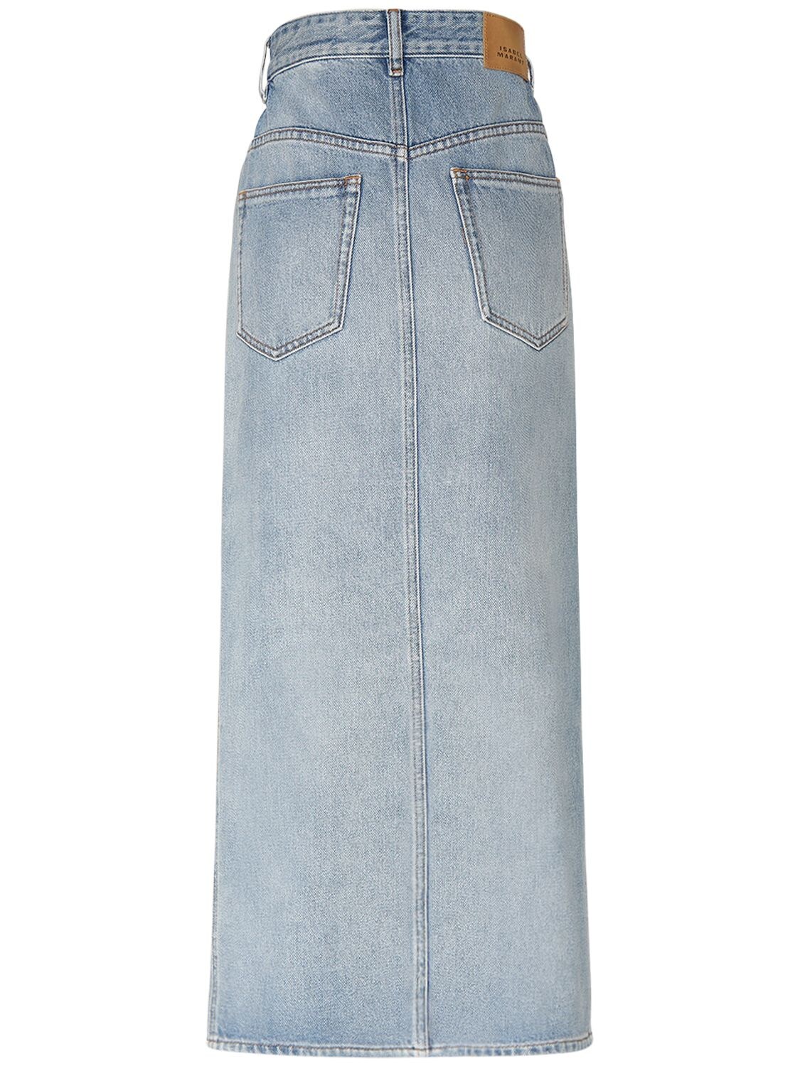 Shop Isabel Marant Julicia High Waisted Slit Midi Skirt In Ice Blue