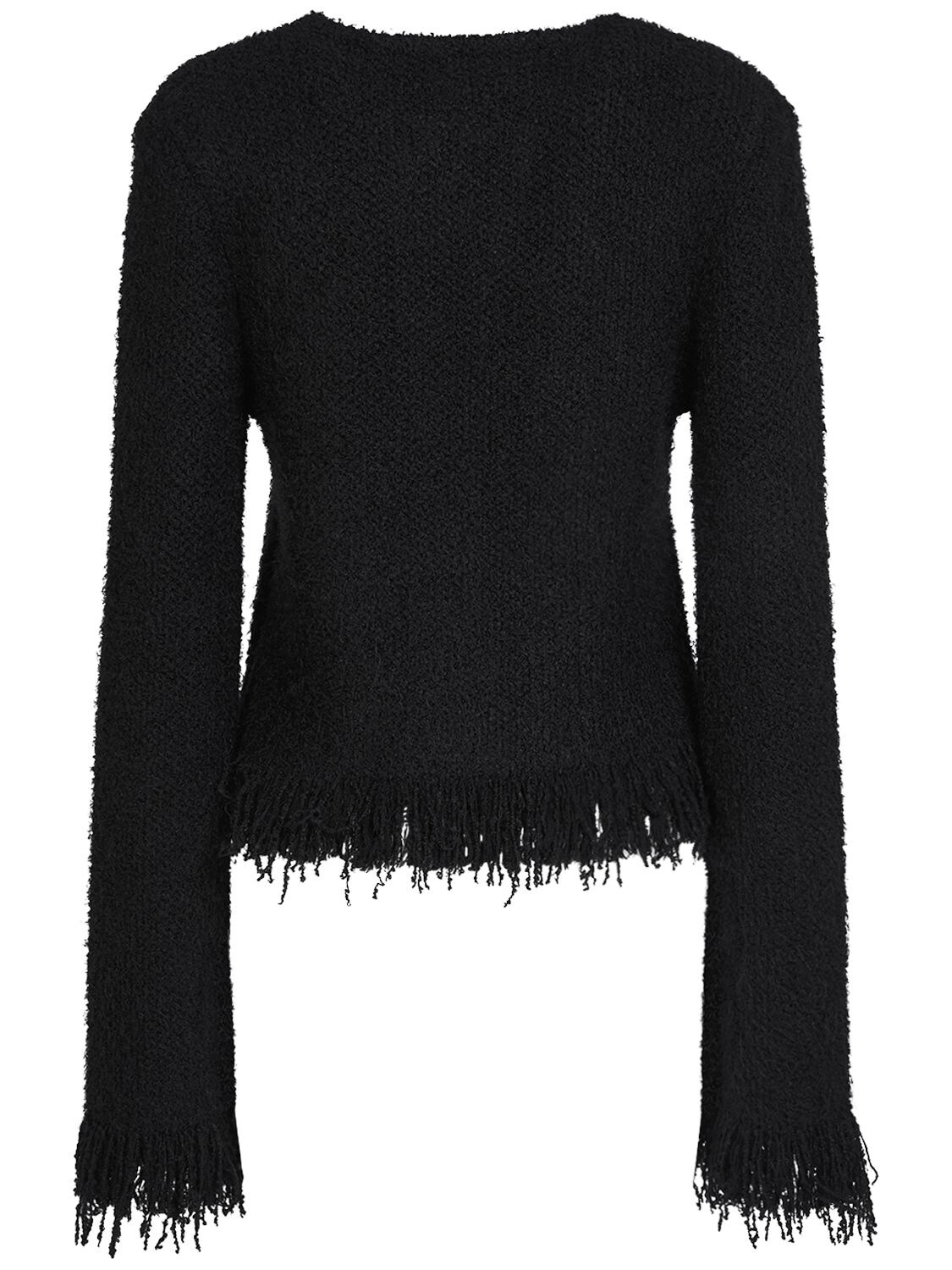 Shop Chloé Embellished Wool & Silk Knit Jacket In Black