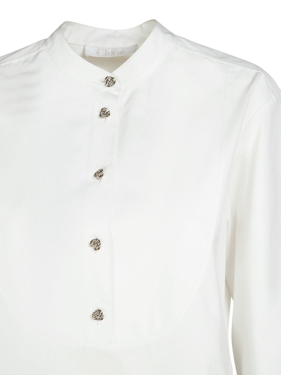 Shop Chloé Embellished Cotton Poplin Shirt In White