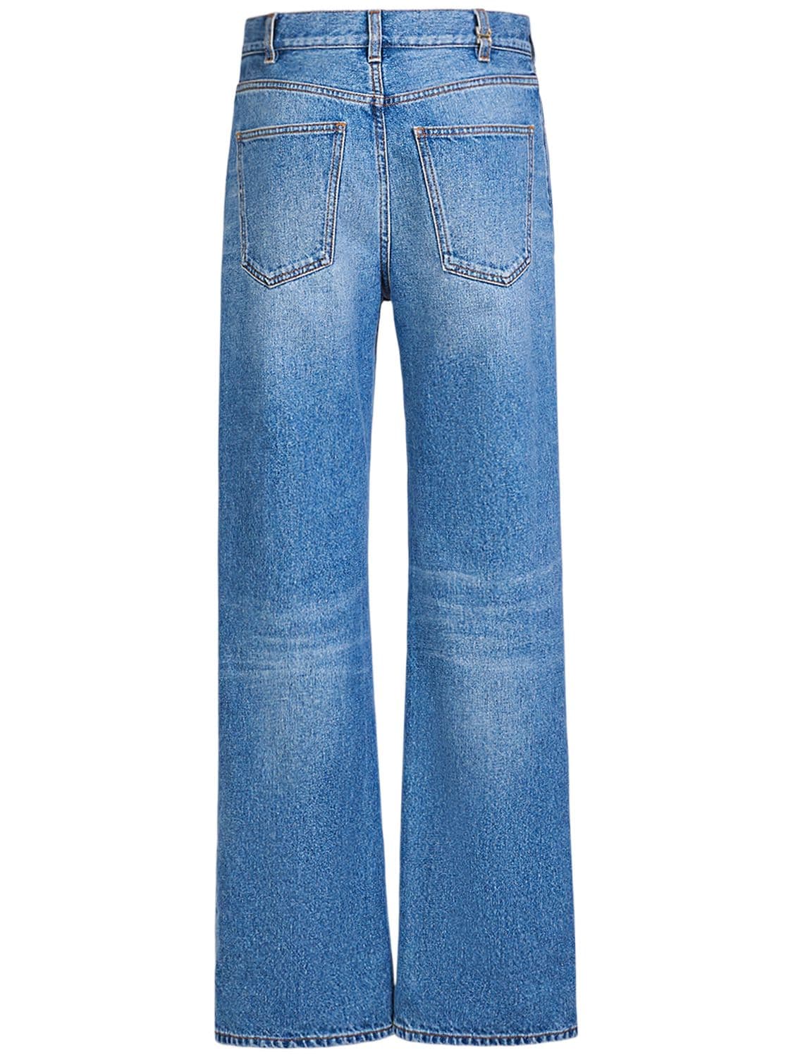Shop Chloé Cotton & Hemp Denim Straight Jeans In Blue