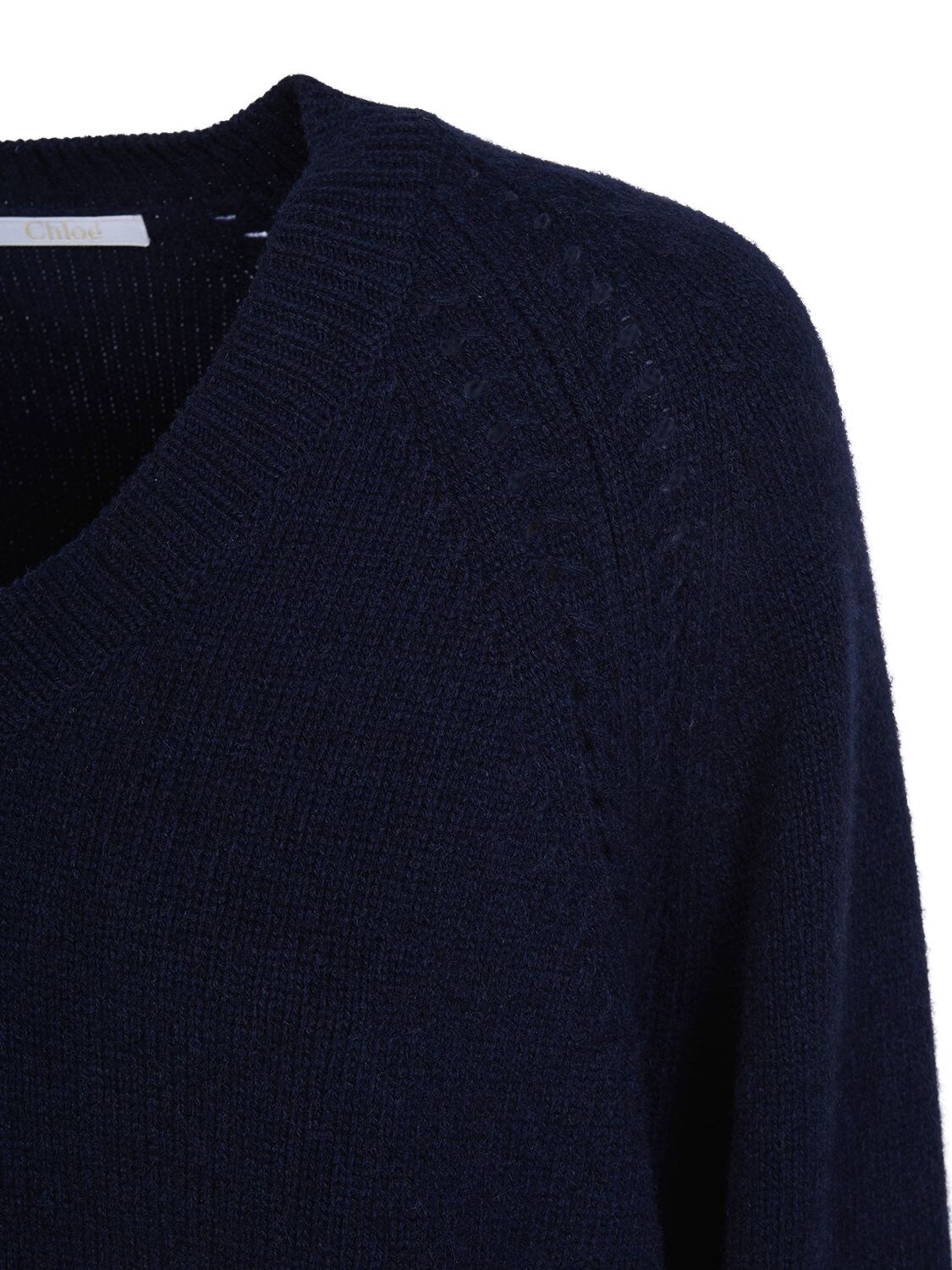 Shop Chloé Cashmere Knit Crewneck Sweater In Navy