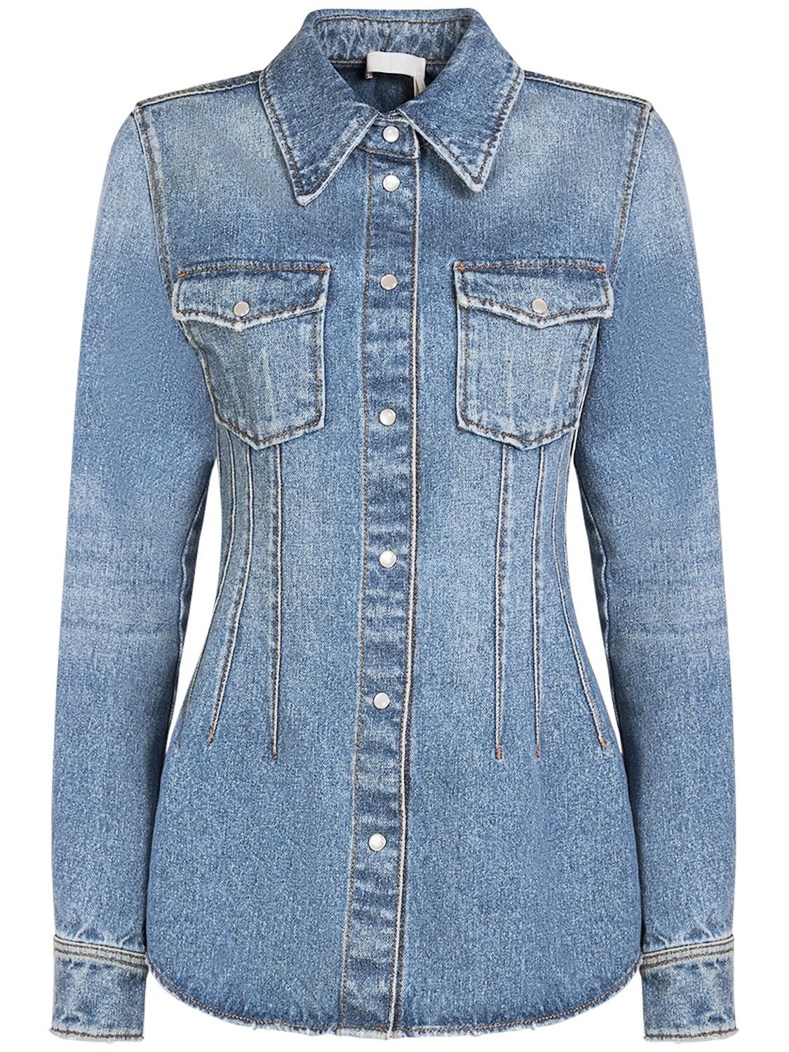 Shop Chloé Cotton & Hemp Denim Classic Shirt In Blue