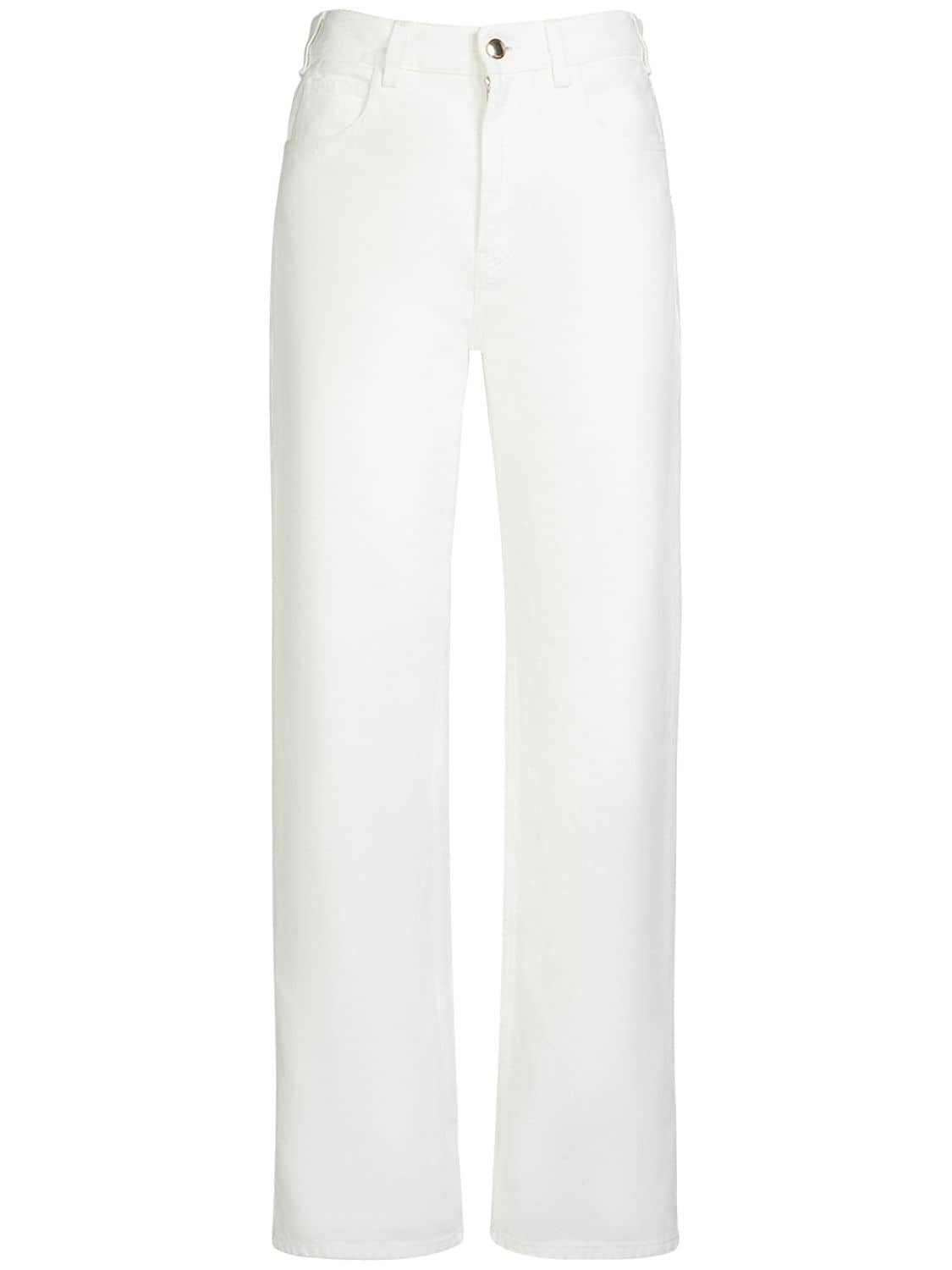 Chloé Pantalon Court Droit « Masaya » Femme Blanc Taille 30 87% Coton, 13% Chanvre