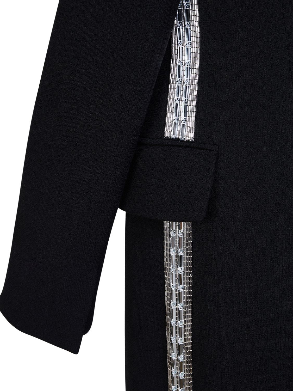 Shop Chloé Embellished Wool Crepe Long Coat In Black