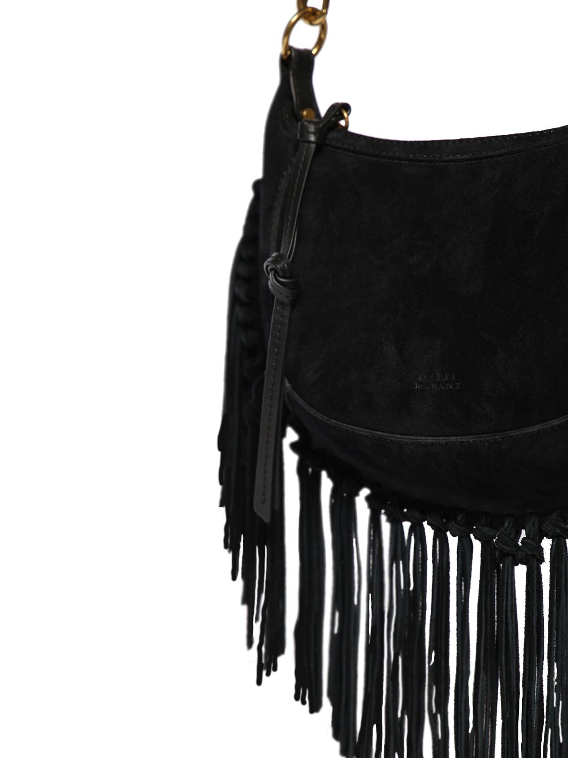 Shop Isabel Marant Oskan Moon Suede Shoulder Bag In Black