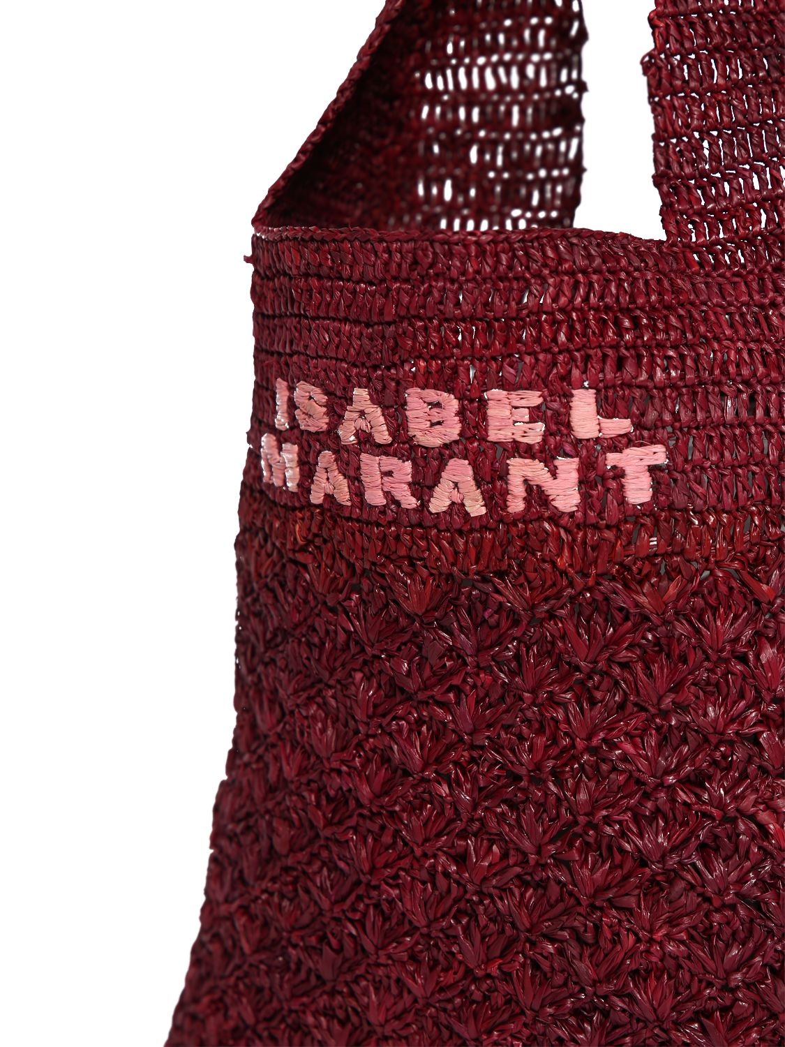 Shop Isabel Marant Small Praia Raffia Tote Bag In Dark Plum