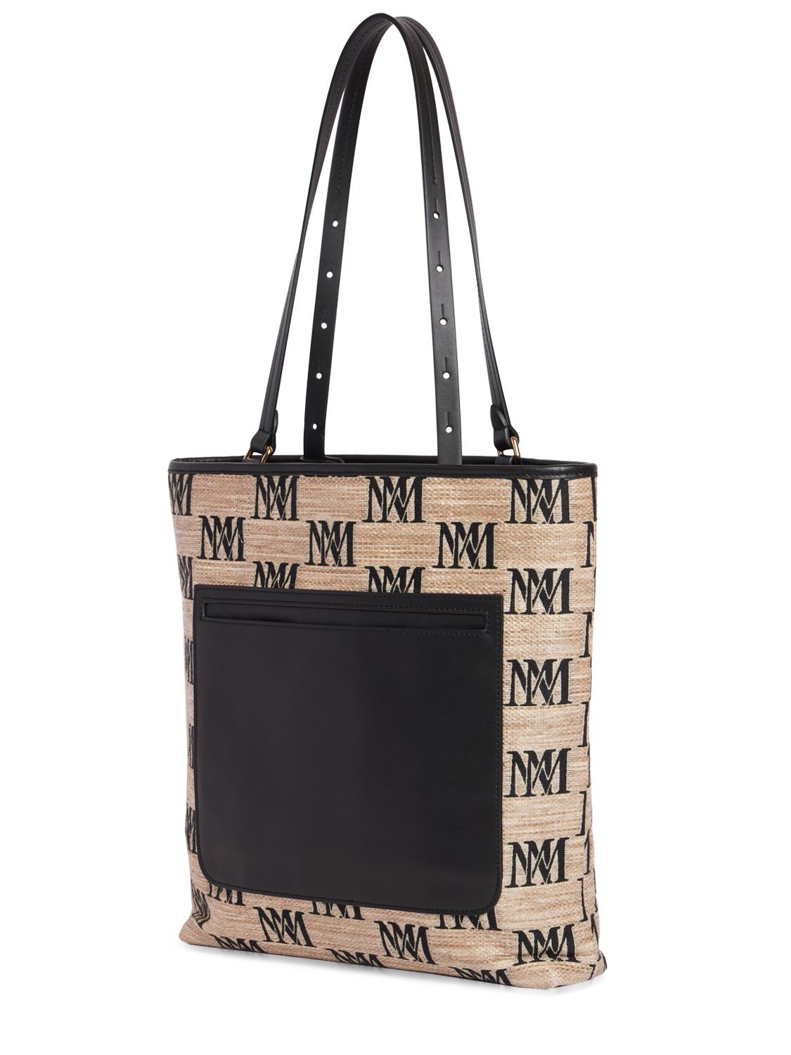 Shop Max Mara Easybag Raffia Effect Shoulder Bag In Argilla