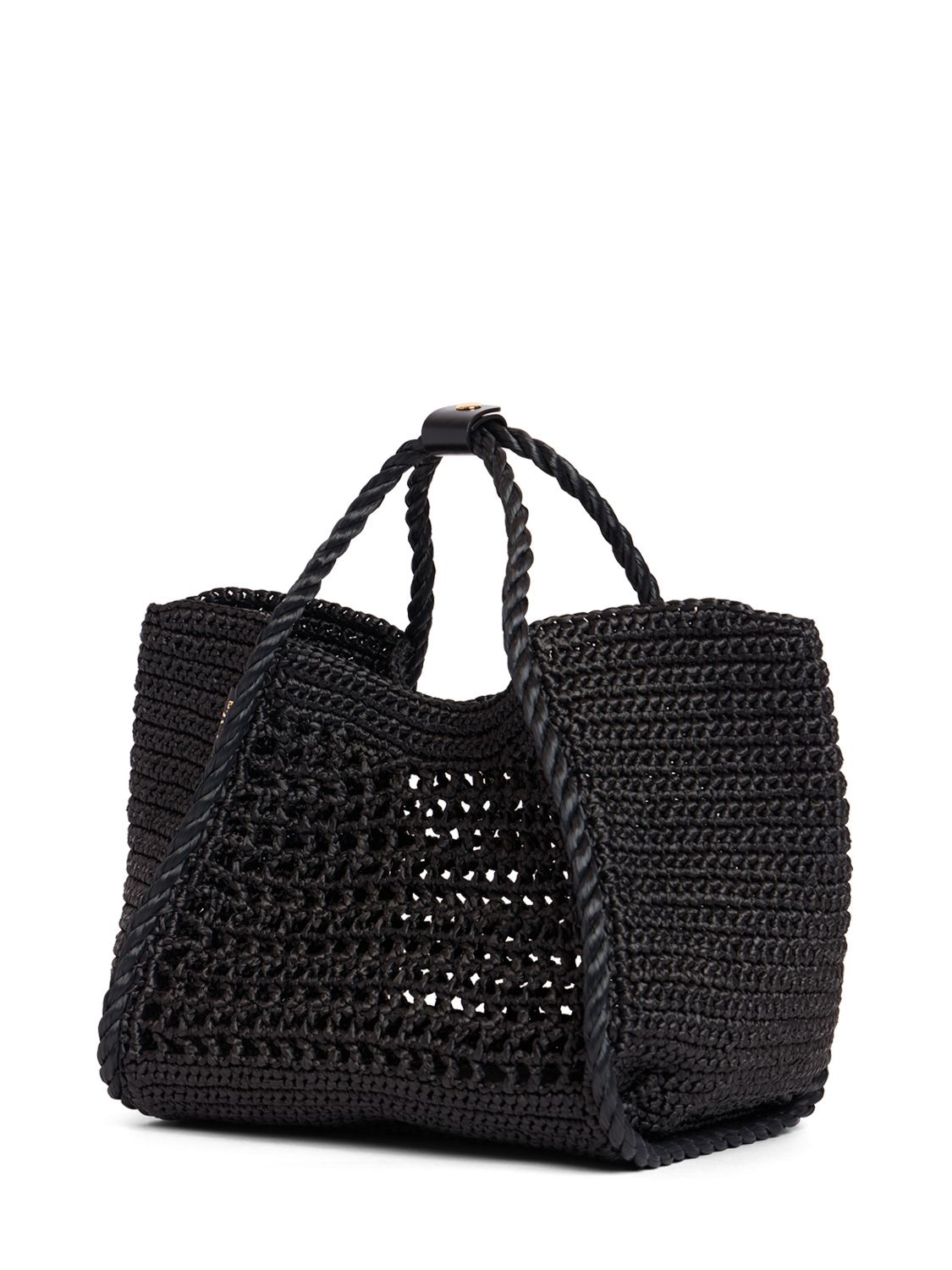 Shop Max Mara Small Basket Marine Raffia Effect Bag In Black