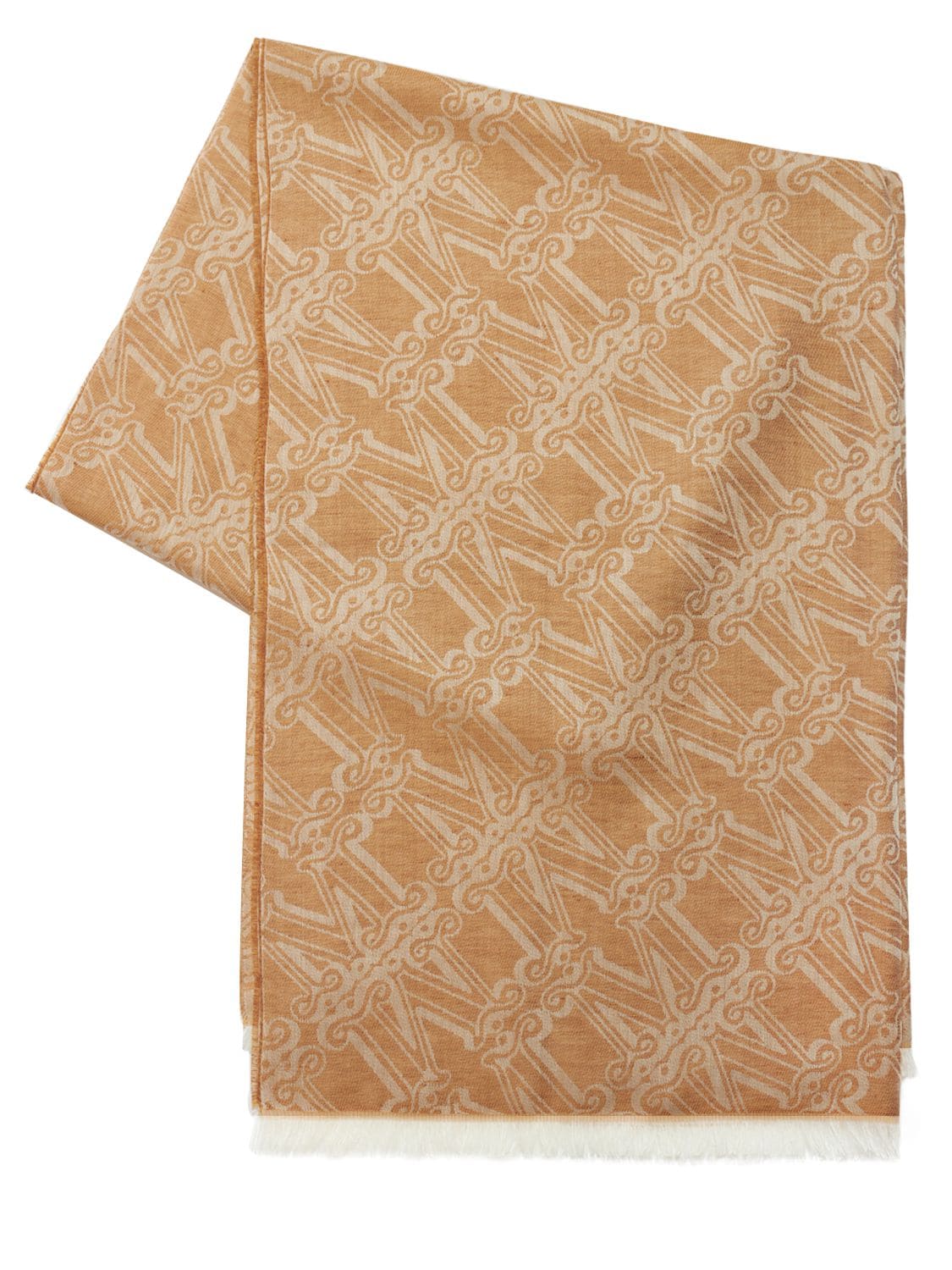 Max Mara Eleonor M-monogram Wool-silk-linen Blend Scarf In Brown