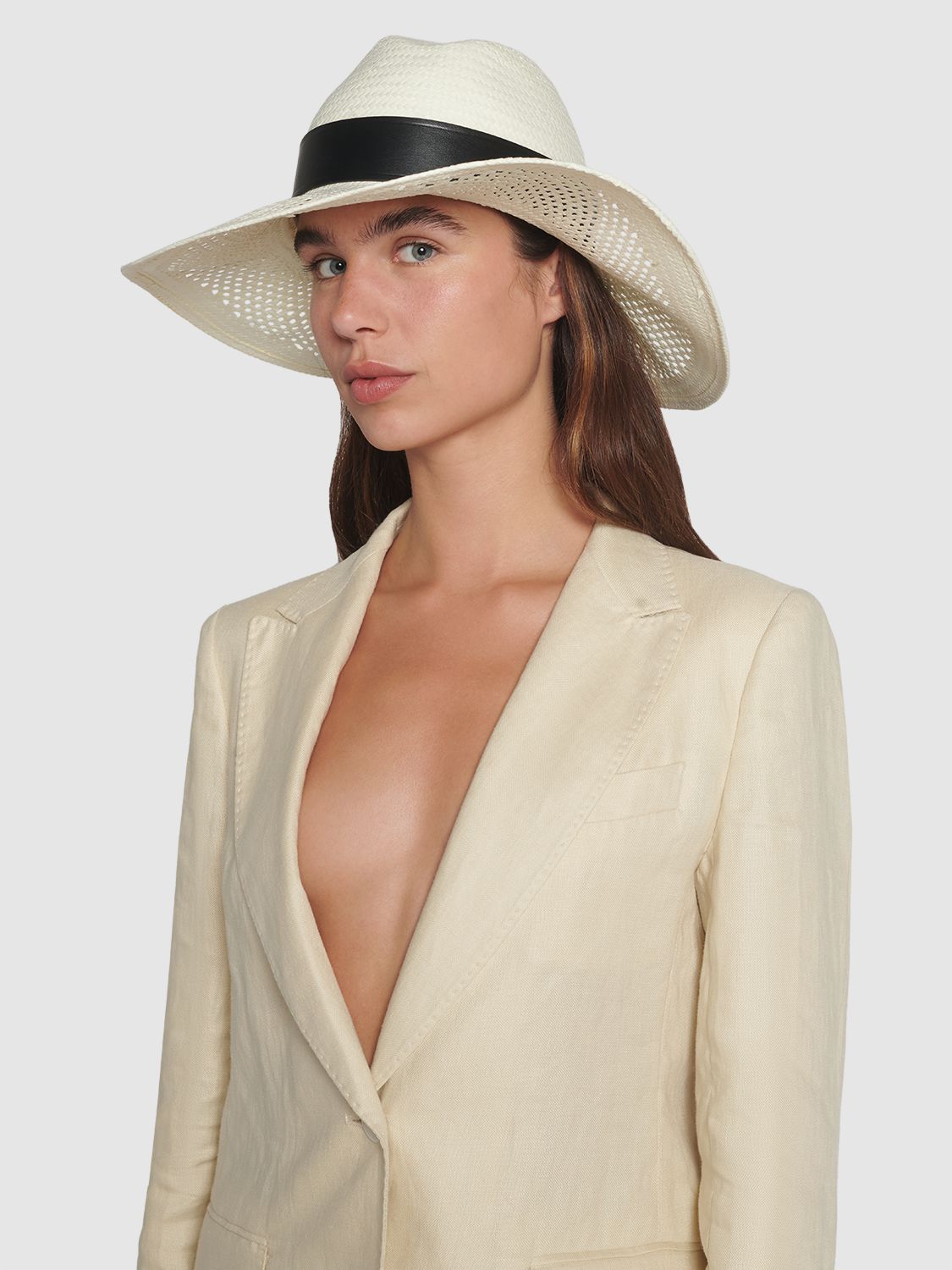 Shop Max Mara Sidney Straw Brimmed Hat In White