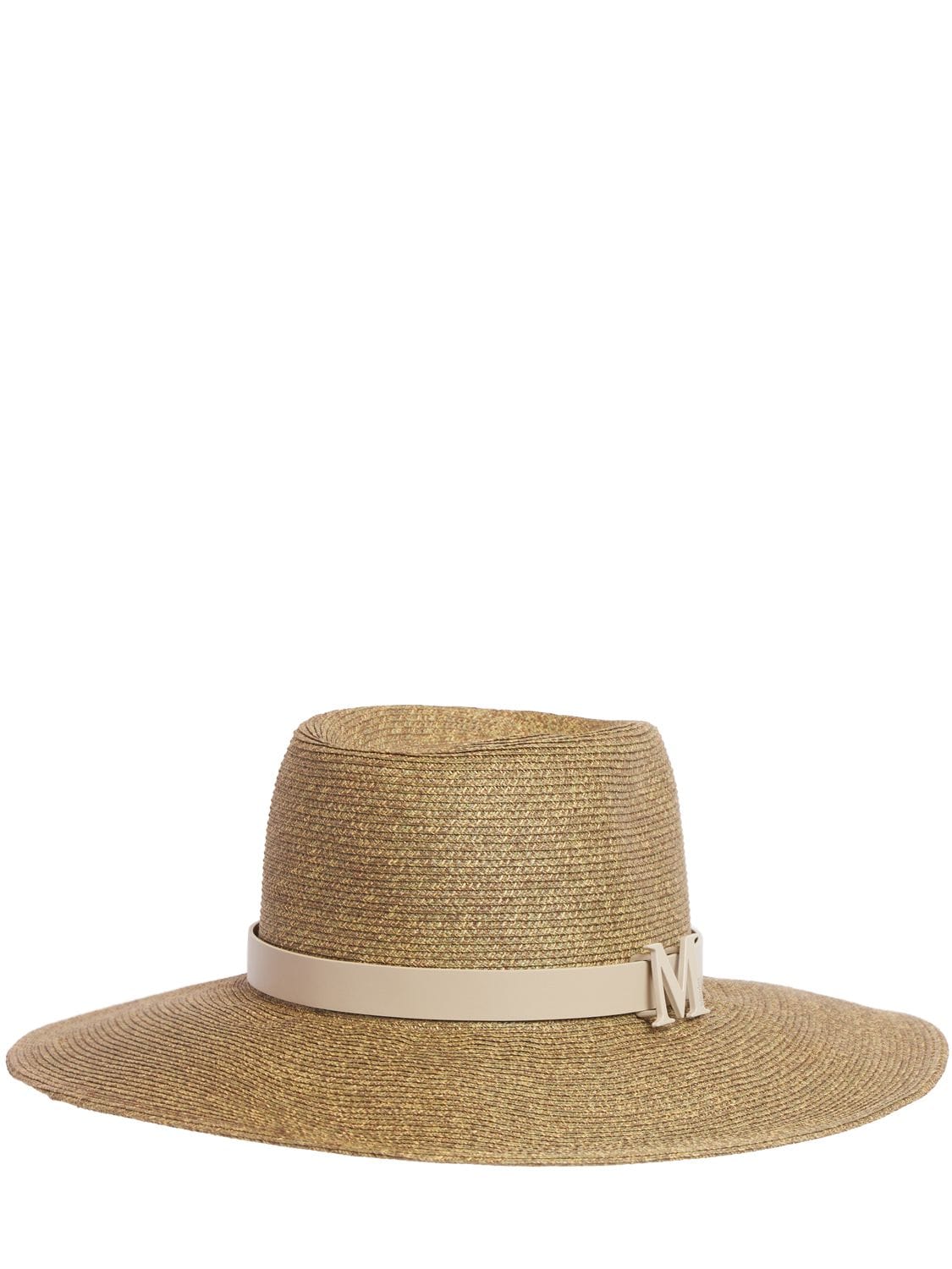 Shop Max Mara Musette Straw Brimmed Hat In Khaki Chiaro