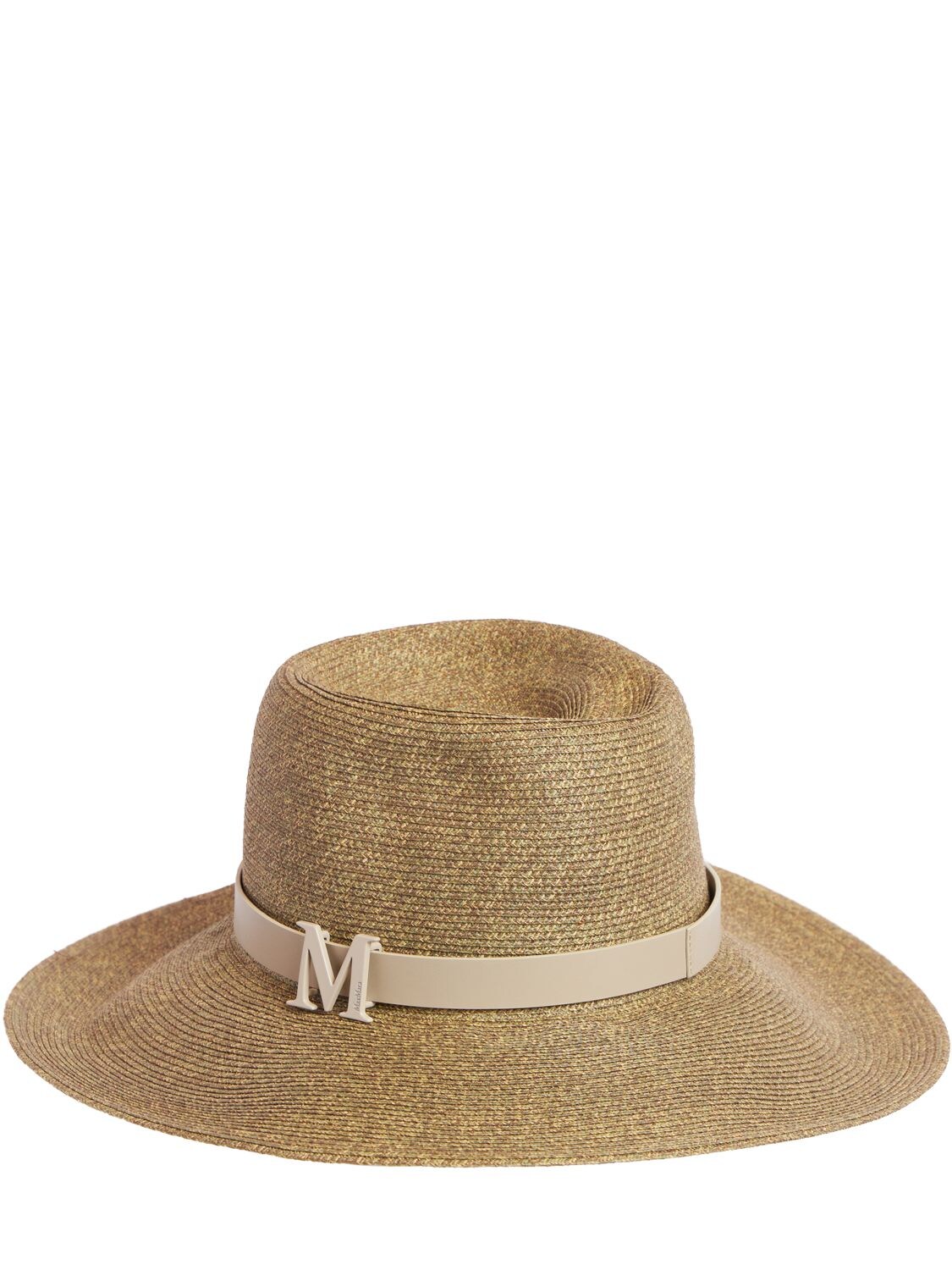 Shop Max Mara Musette Straw Brimmed Hat In Khaki Chiaro