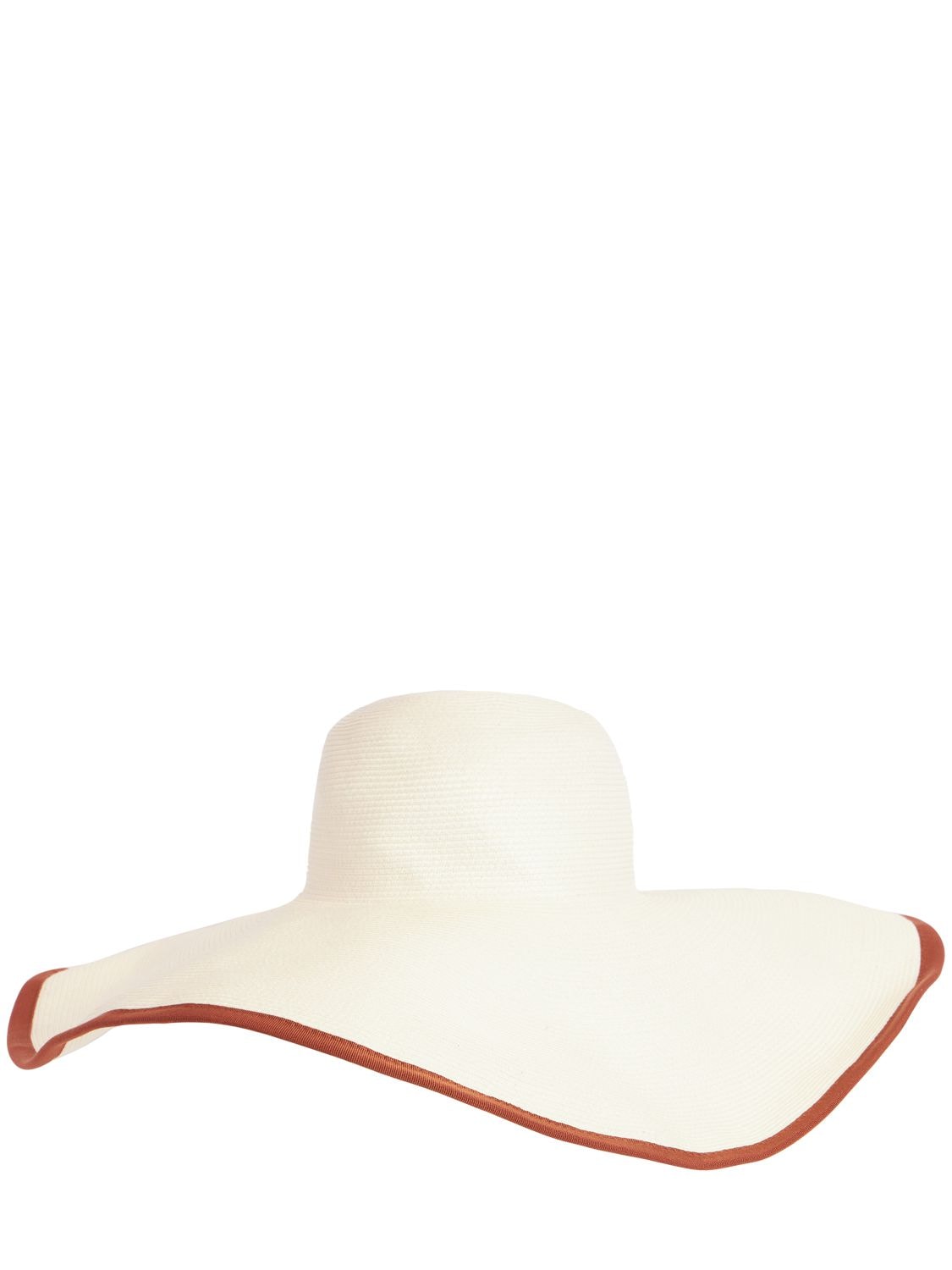 Max Mara Tullia Straw Brimmed Hat In Bianco,coccio
