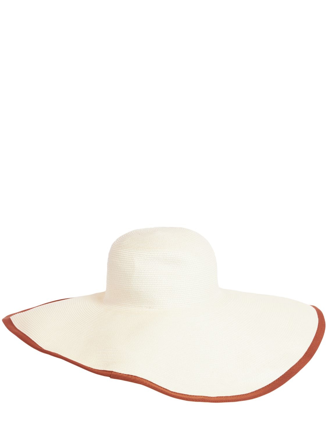 Shop Max Mara Tullia Straw Brimmed Hat In Bianco,coccio