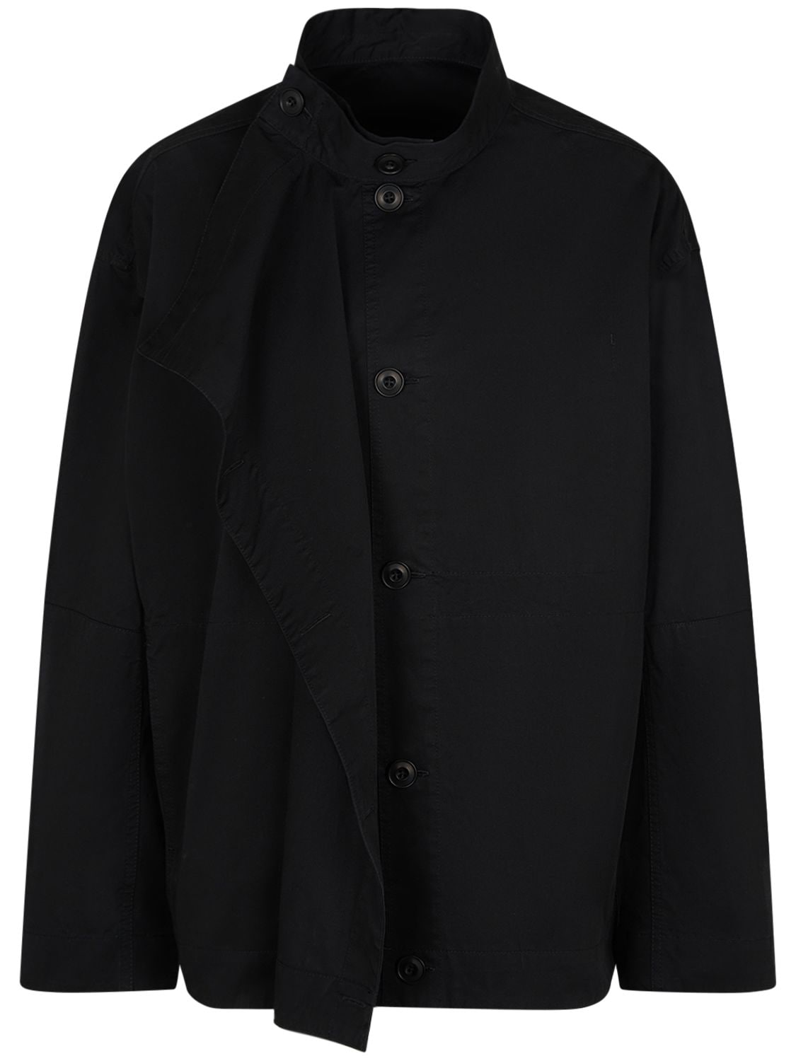 Lemaire Asymmetrical Cotton Jacket In Black
