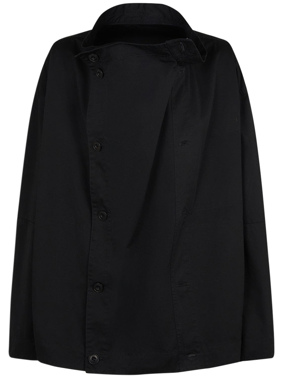 Shop Lemaire Asymmetrical Cotton Jacket In Black
