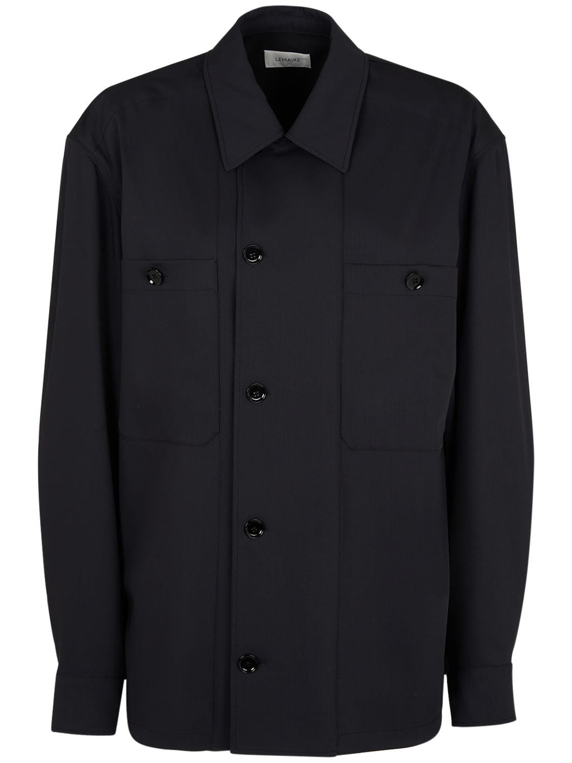 Lemaire Soft Wool Military Overshirt In Jet Black