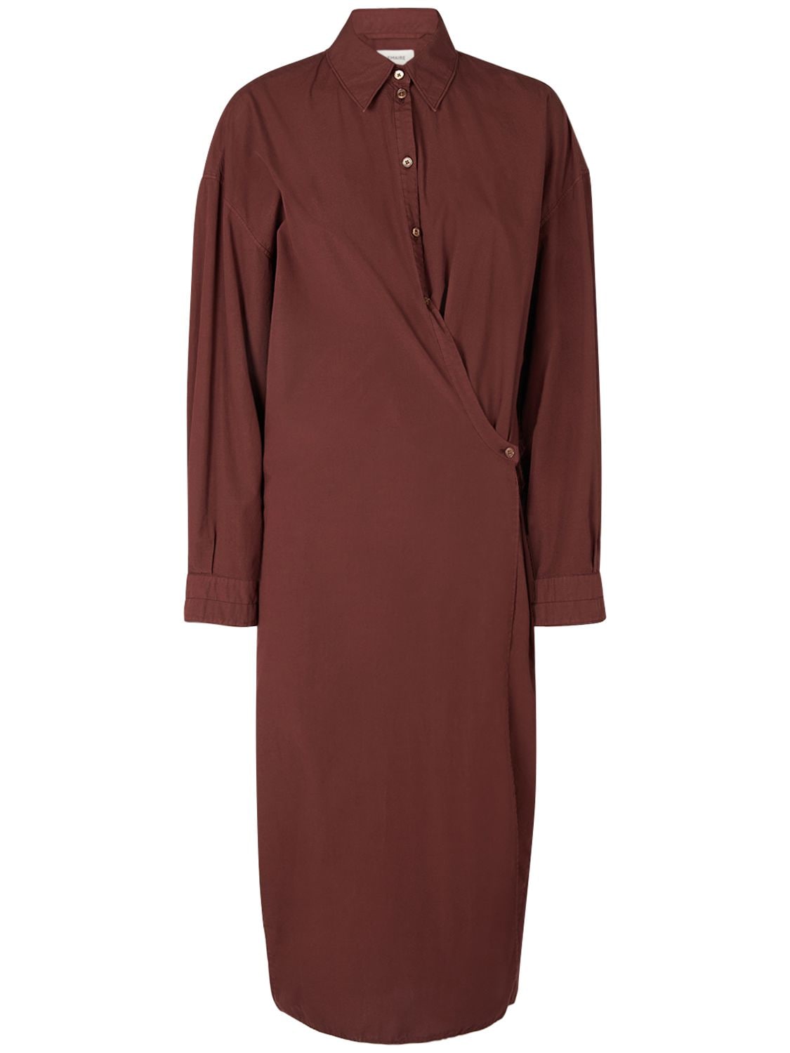 Shop Lemaire Twisted Cotton Midi Dress In Brown