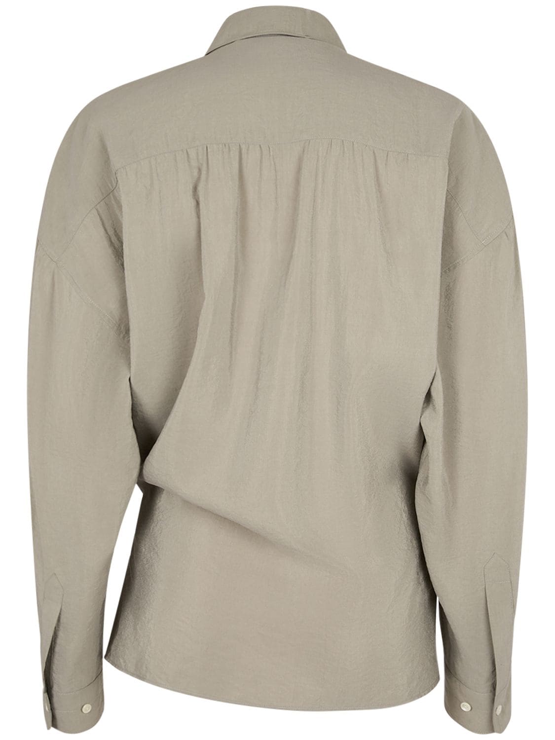 Shop Lemaire Straight Collar Twisted Silk Blend Shirt In Grey