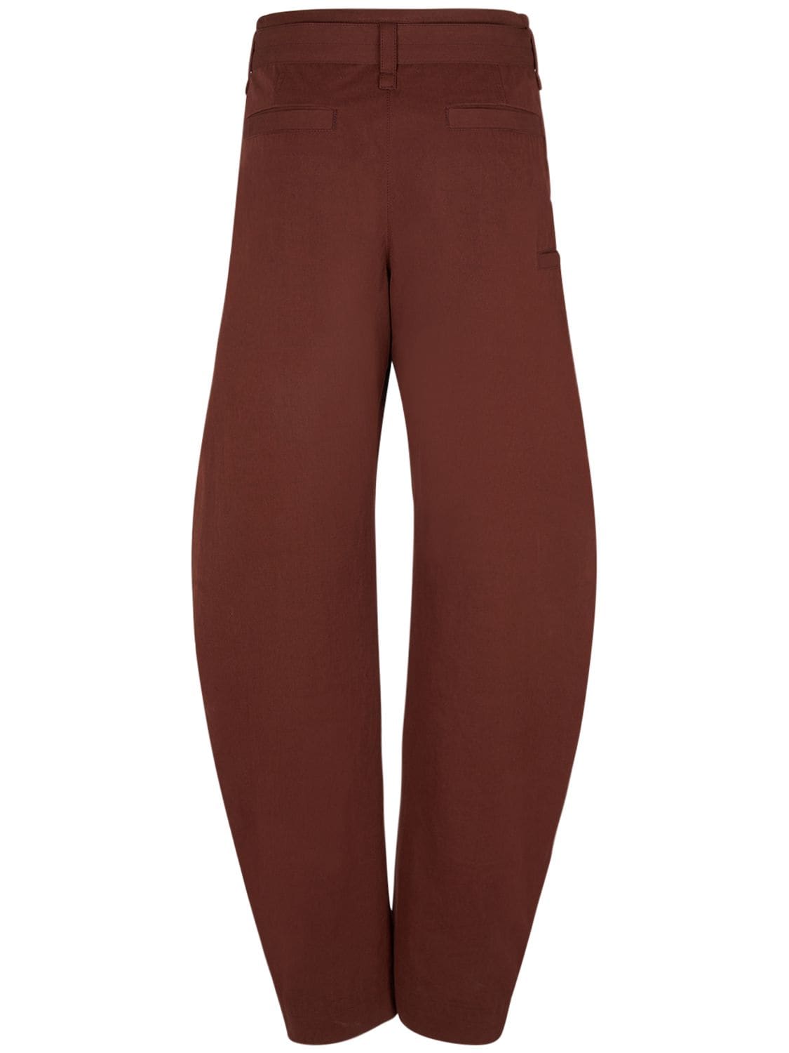 Shop Lemaire Belted Cotton Tapered Pants In Brown