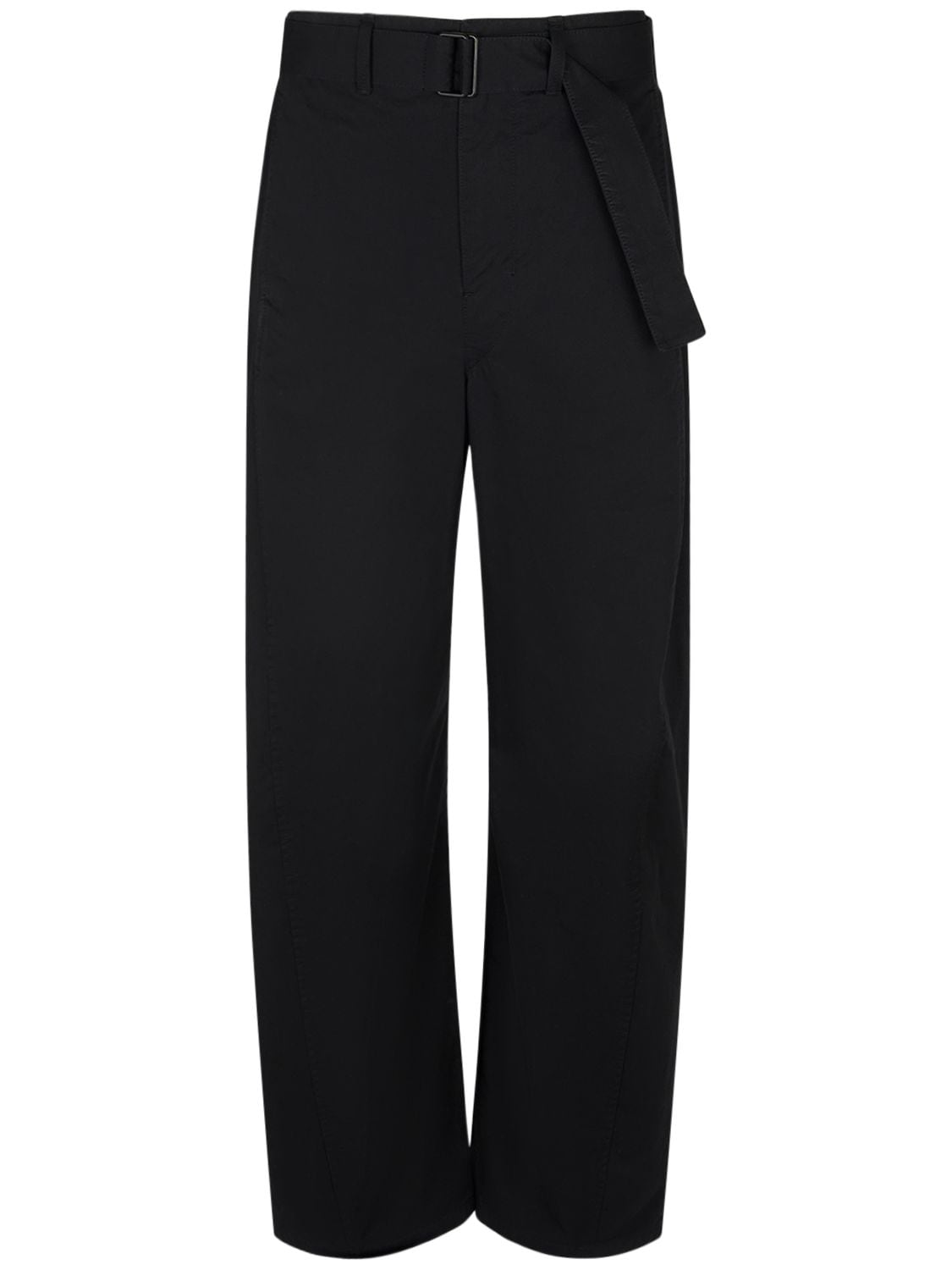 Image of Belted Cotton Tapered Pants