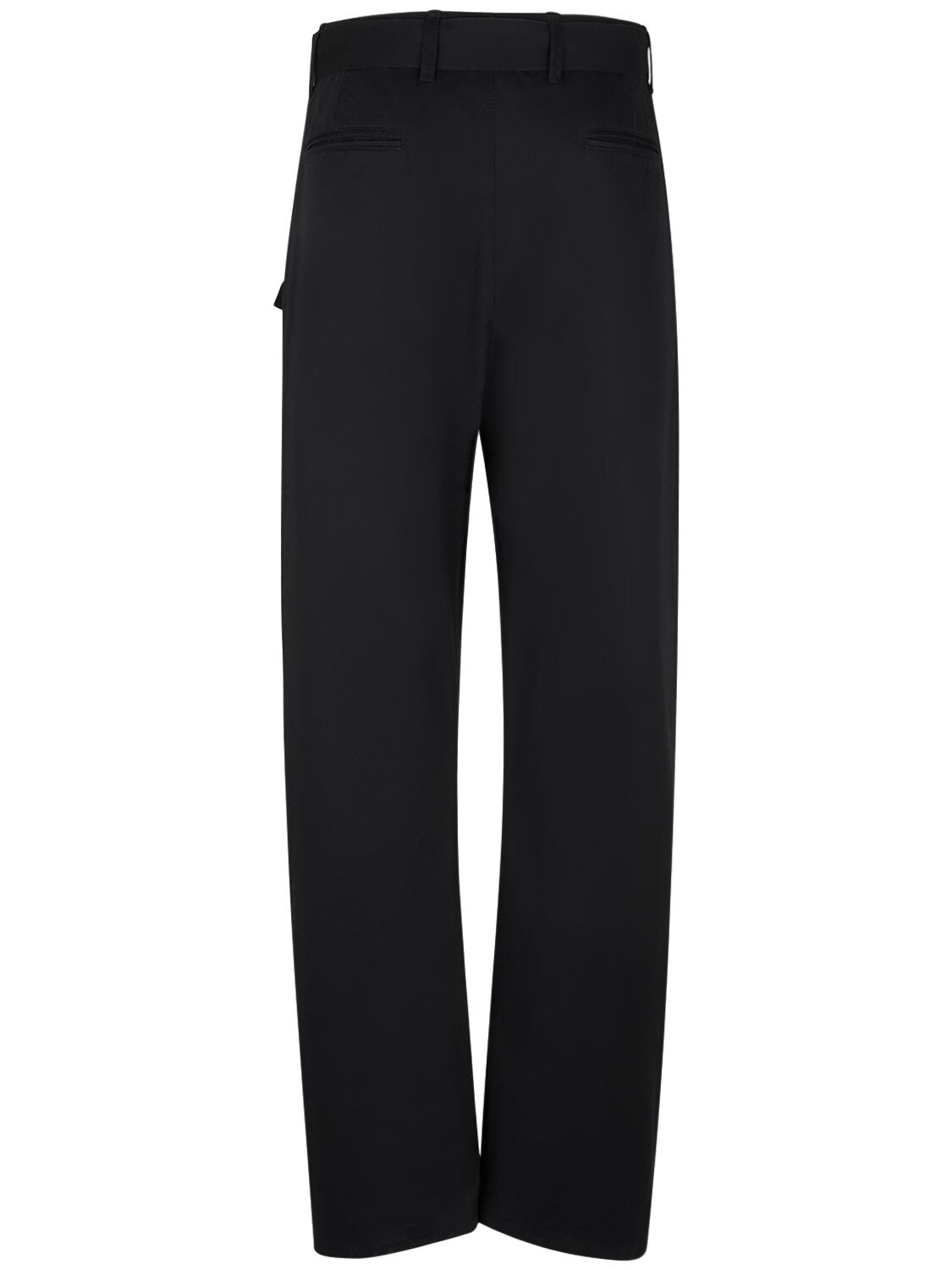 Shop Lemaire Belted Cotton Tapered Pants In Grey