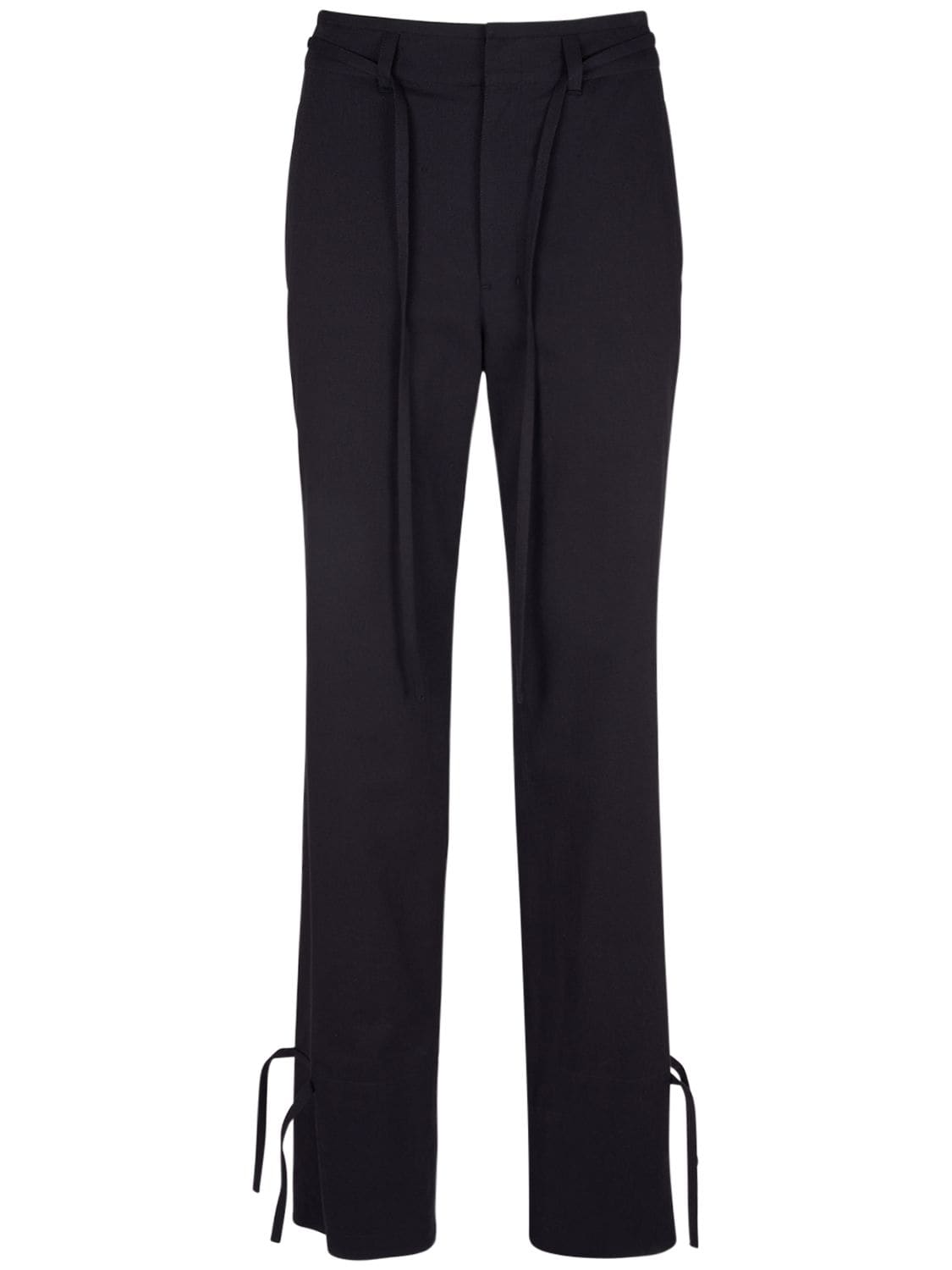 Lemaire Cotton Straight Pants W/self-tie Strings In Midnight Indigo
