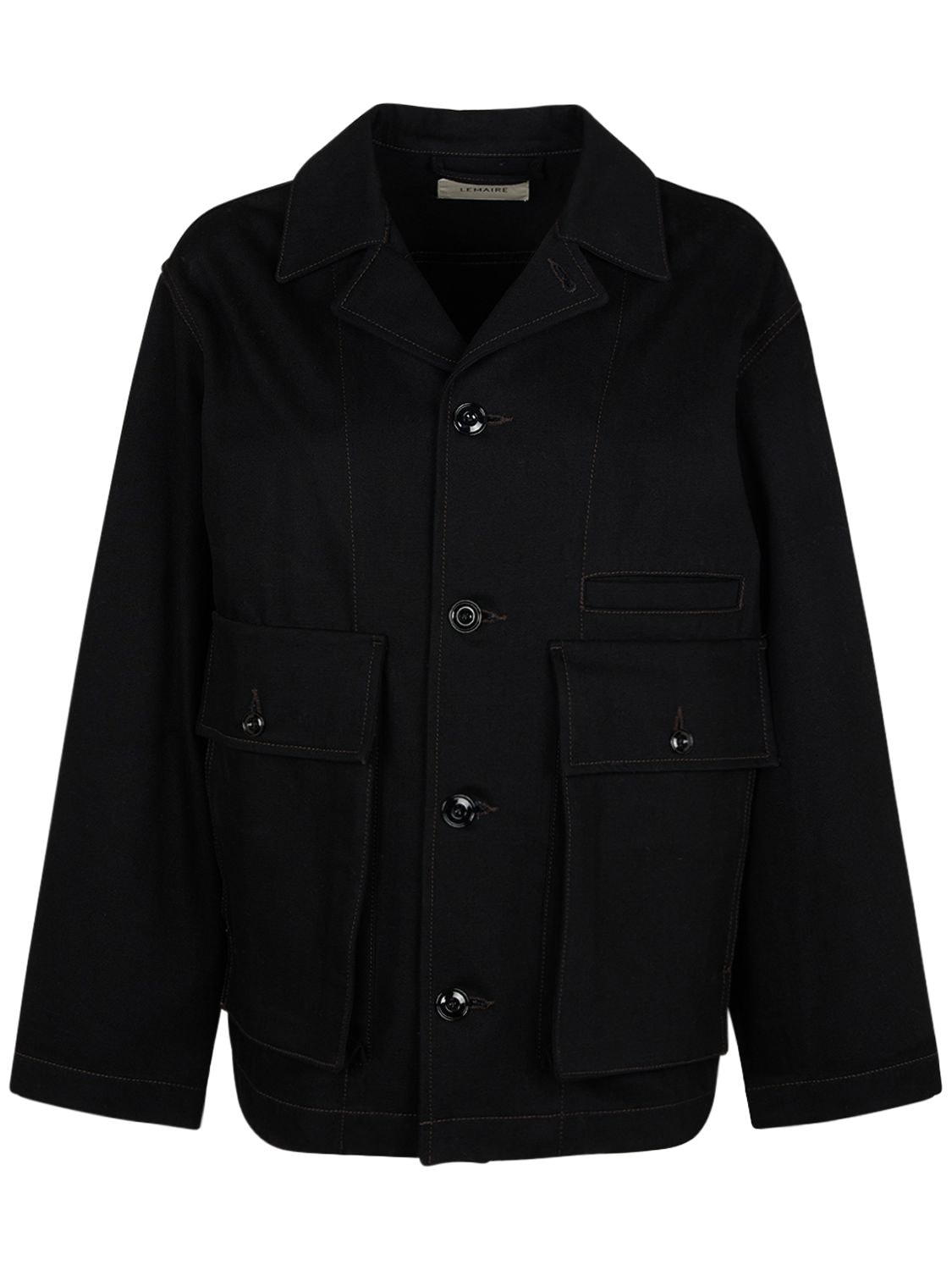 Shop Lemaire Boxy Fit Cotton Jacket In Black