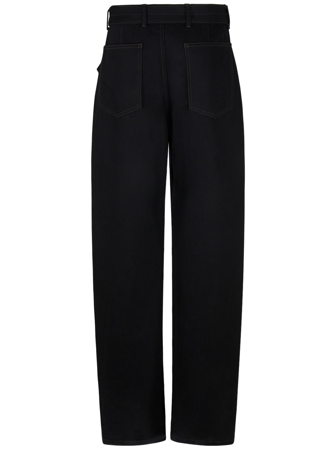 Shop Lemaire Belted Cotton Jeans In Black