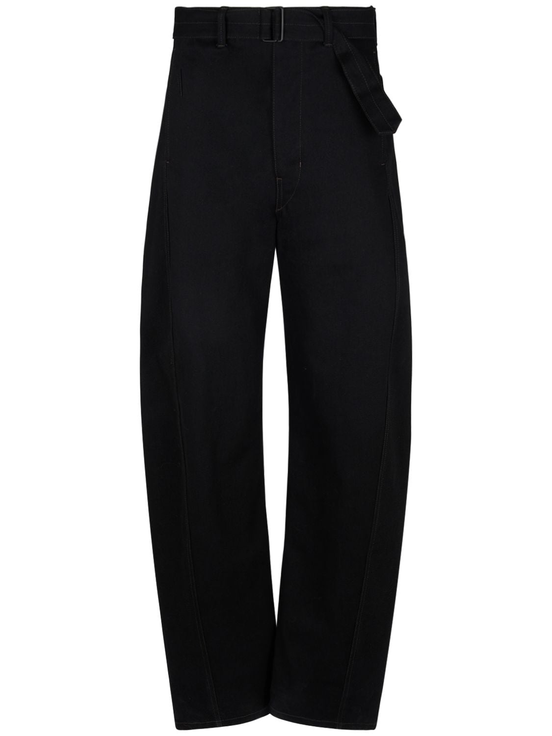 Shop Lemaire Belted Cotton Jeans In Black