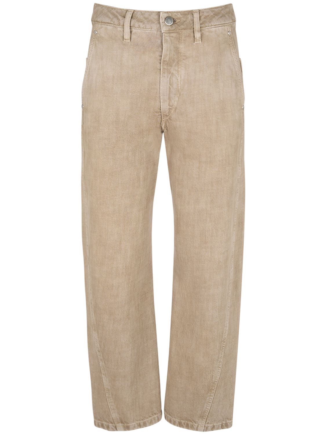 Shop Lemaire Straight Cotton Jeans In Beige