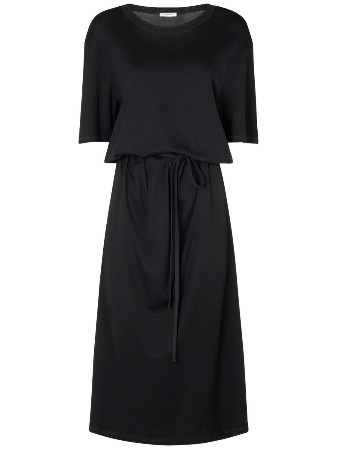 Shop Lemaire Belted Cotton Maxi T-shirt Dress In Black